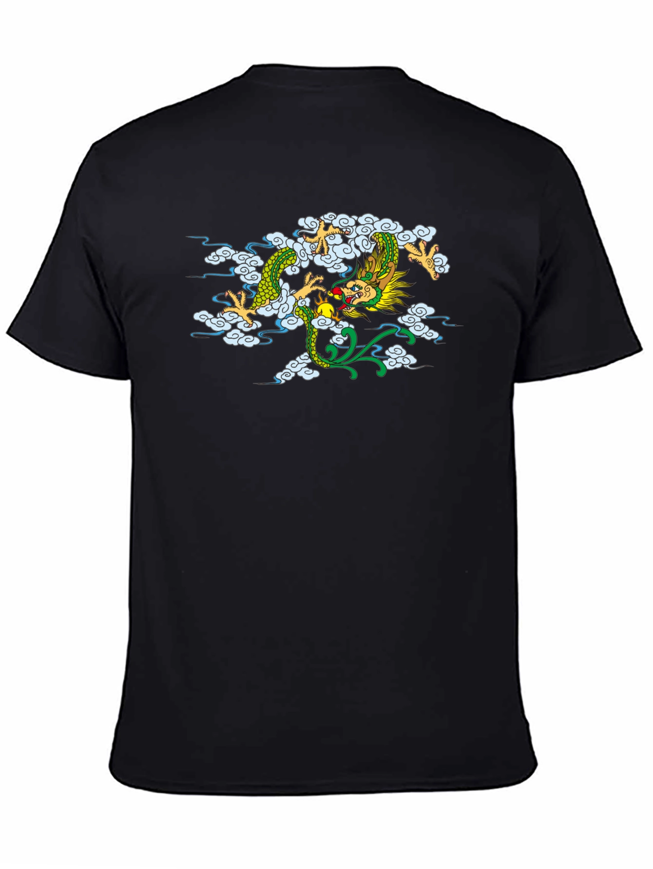 Dragon Cloud Graphic Tee - Black Casual Style
