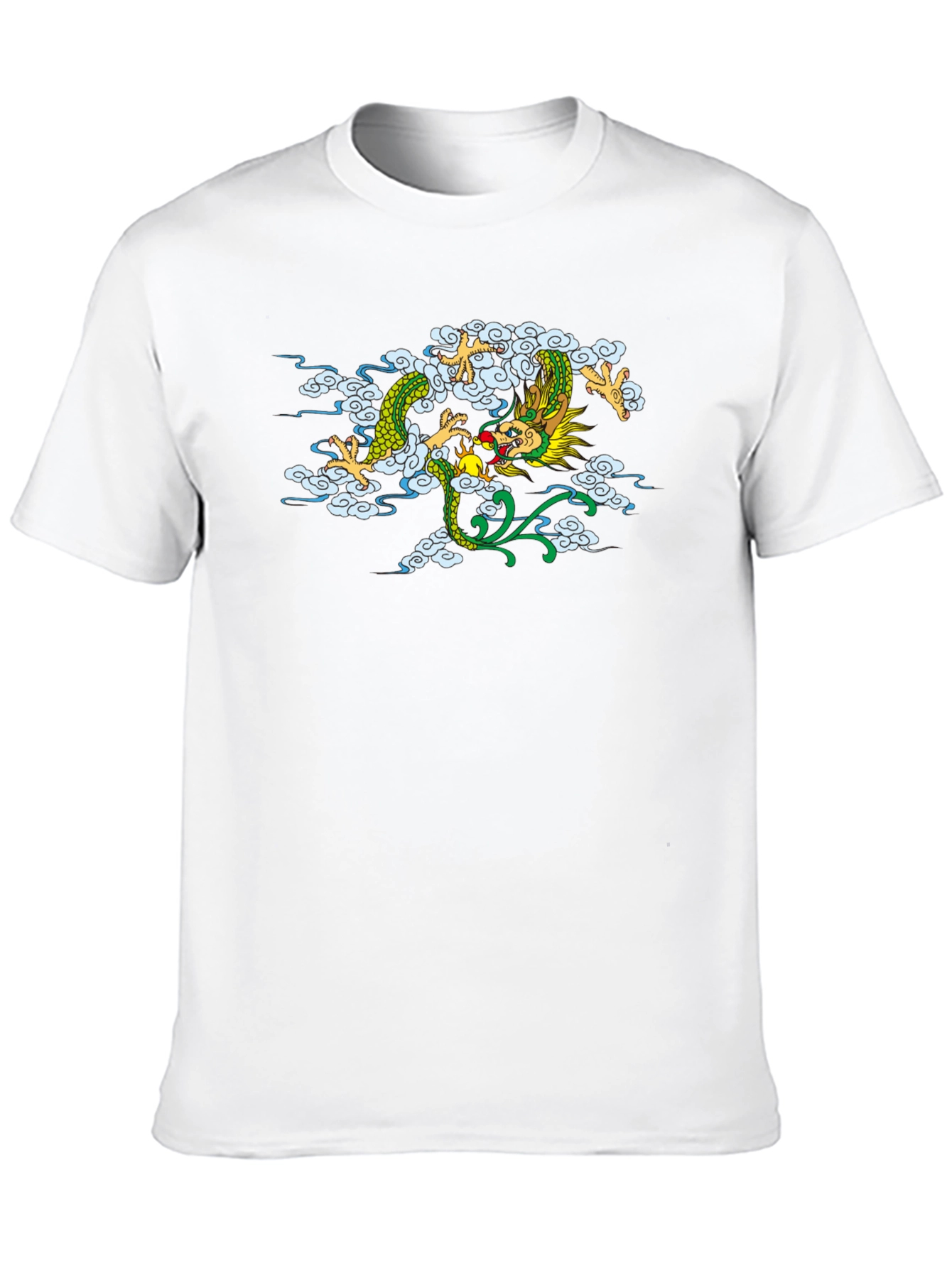 Dragon Cloud Graphic Tee - Black Casual Style