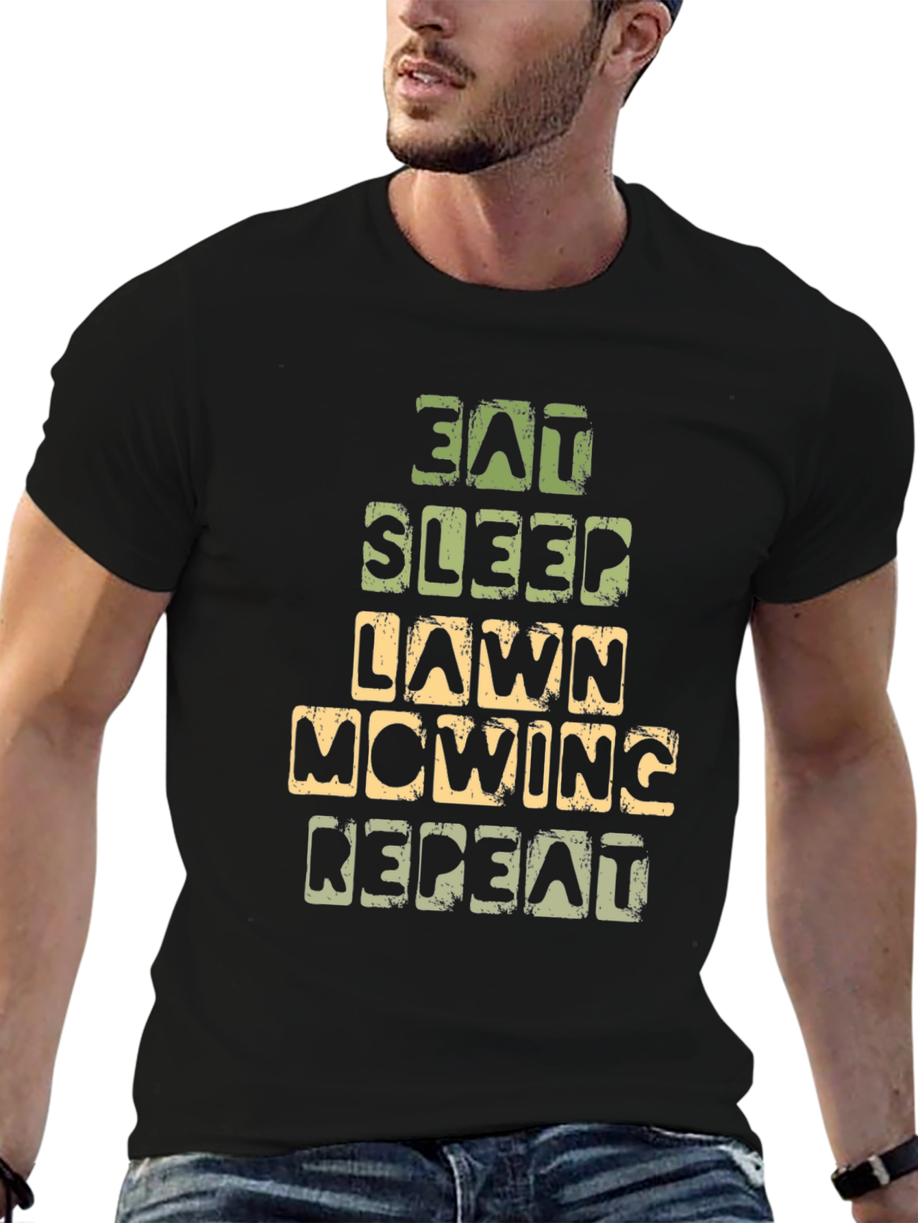 Eat Sleep Lawn Mowing Repeat Graphic Tee