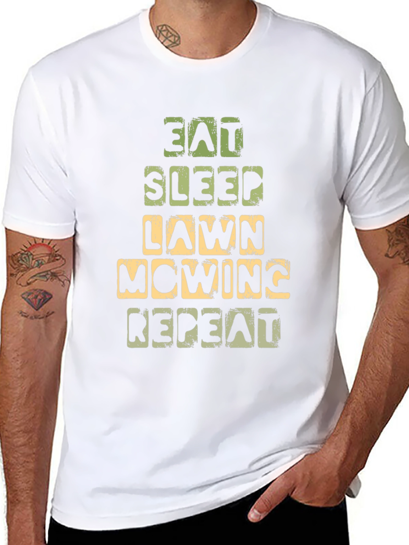 Eat Sleep Lawn Mowing Repeat Graphic Tee