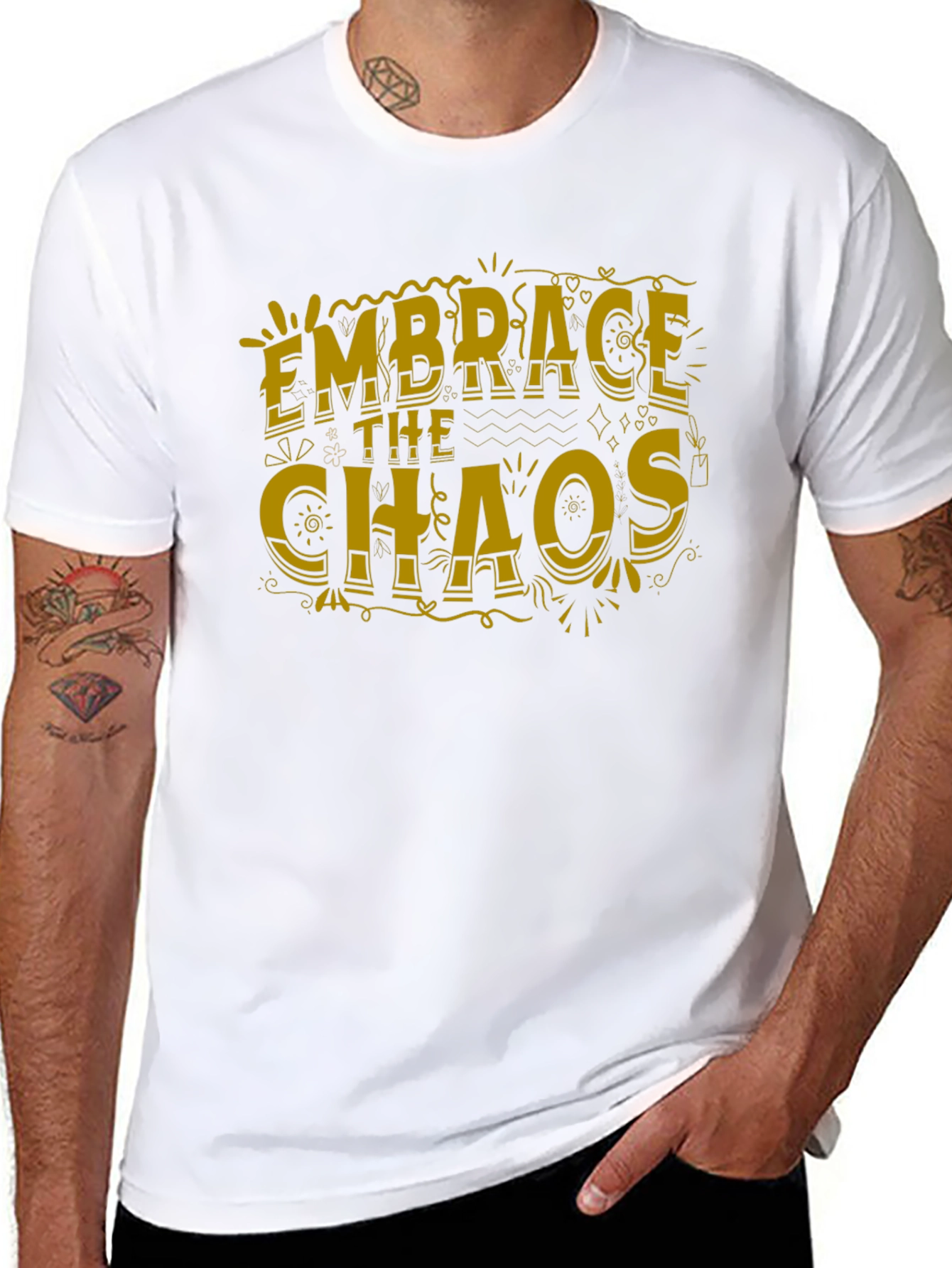 Embrace The Chaos Graphic Tee - Trendy Black T-Shirt