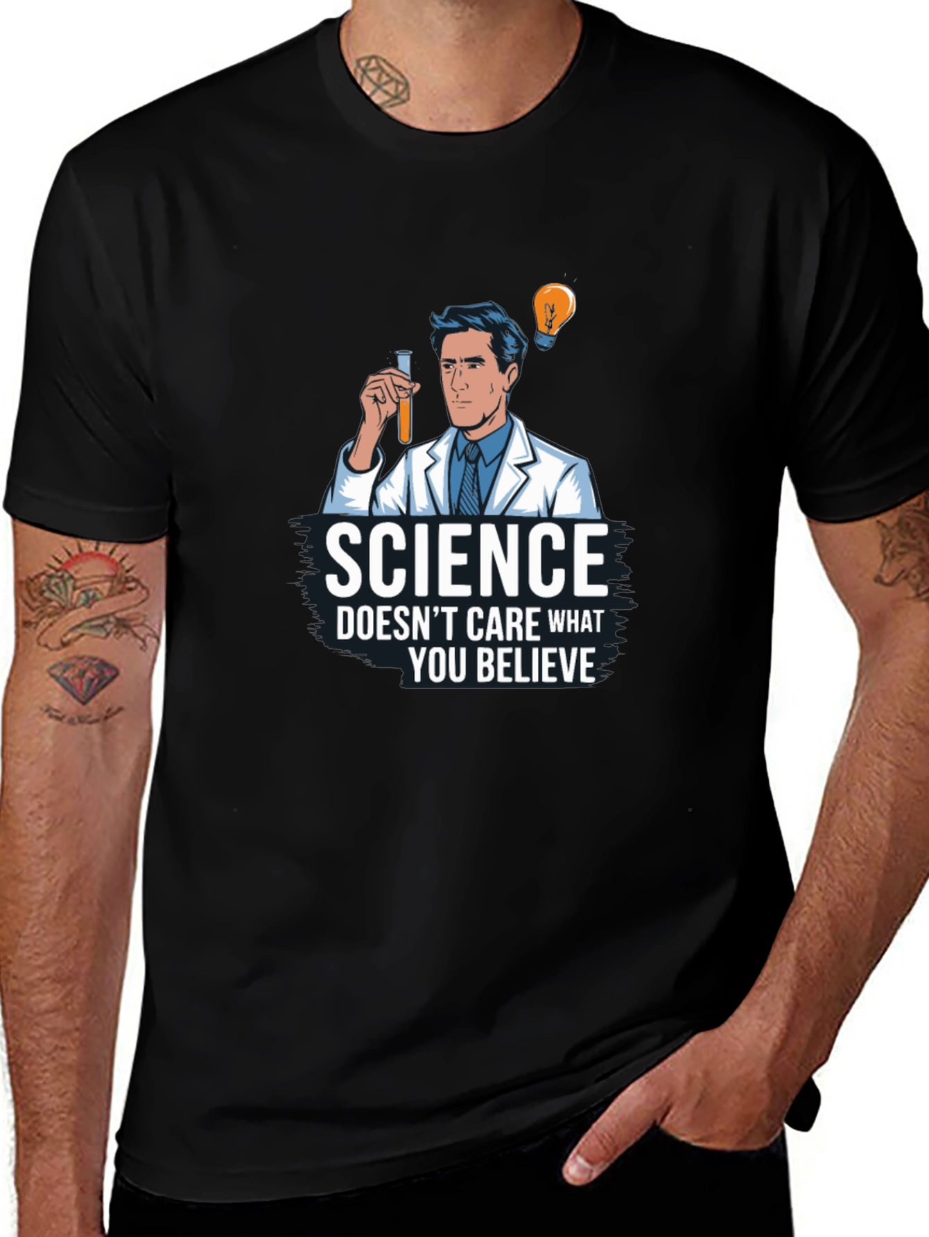 Science Doesnt Care Mens Black Graphic T-Shirt