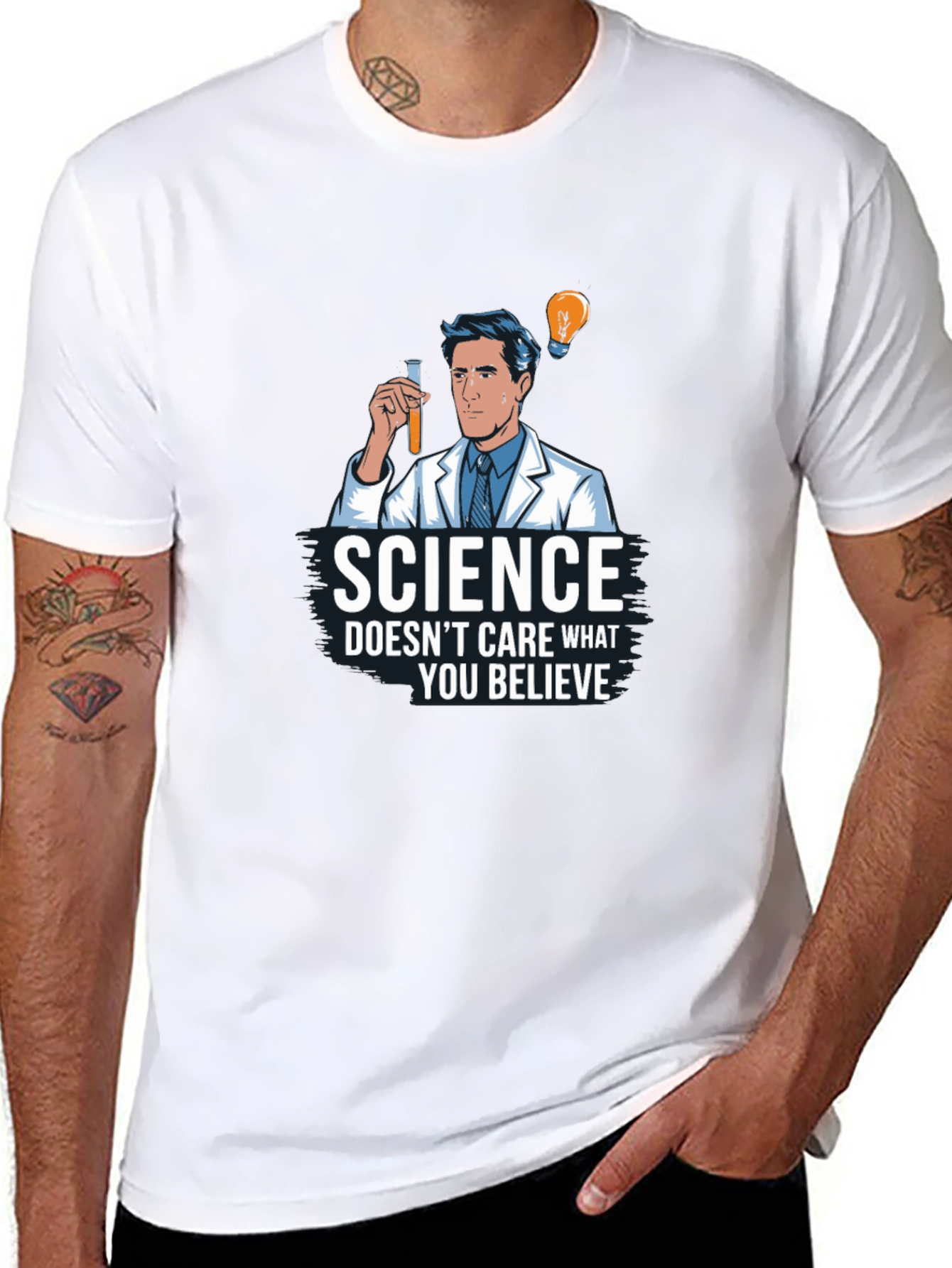 Science Doesnt Care Mens Black Graphic T-Shirt