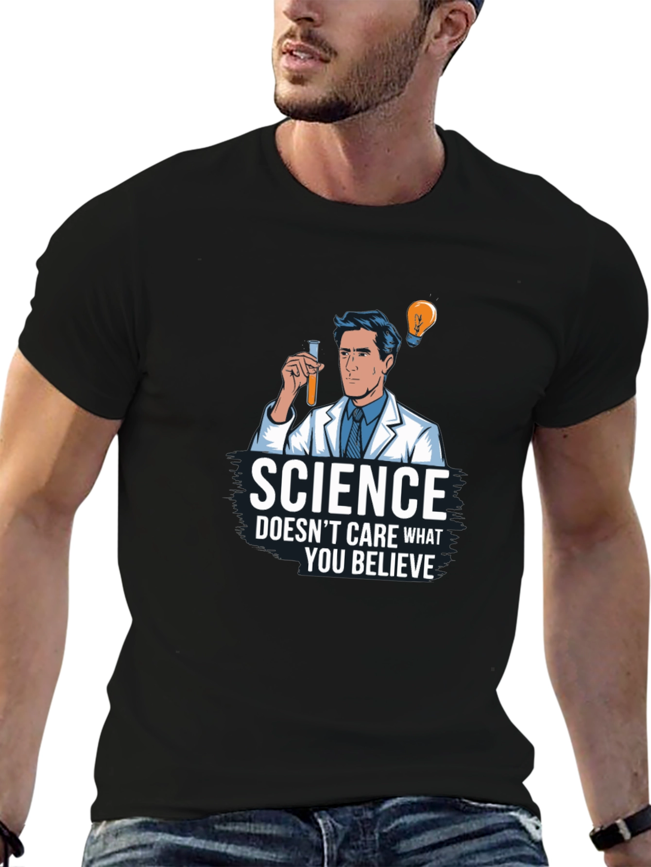 Science Doesnt Care Mens Black Graphic T-Shirt