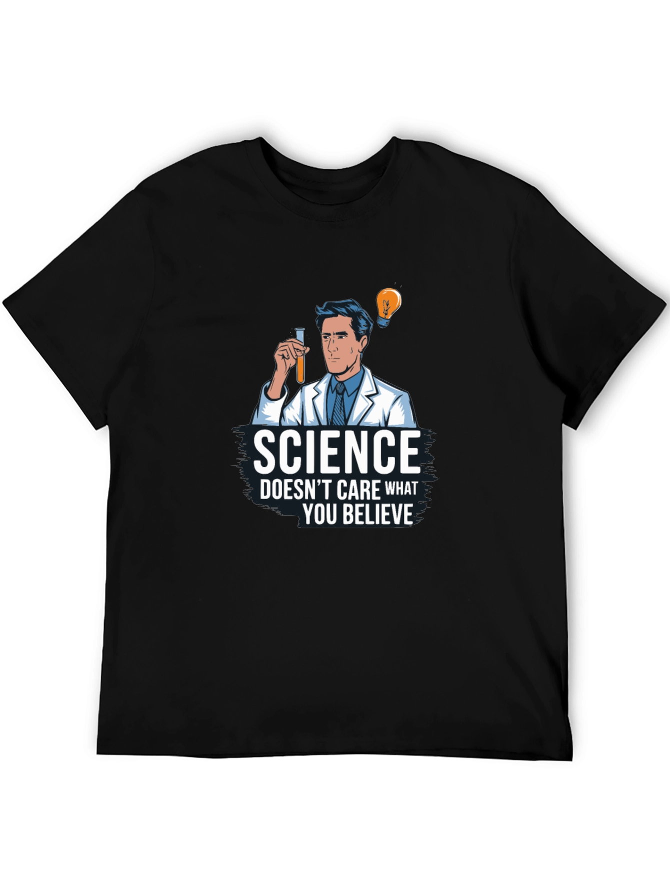 Science Doesnt Care Mens Black Graphic T-Shirt