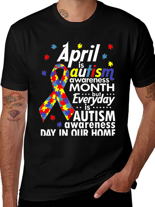 Autism Awareness T-Shirt - Puzzle Ribbon Design