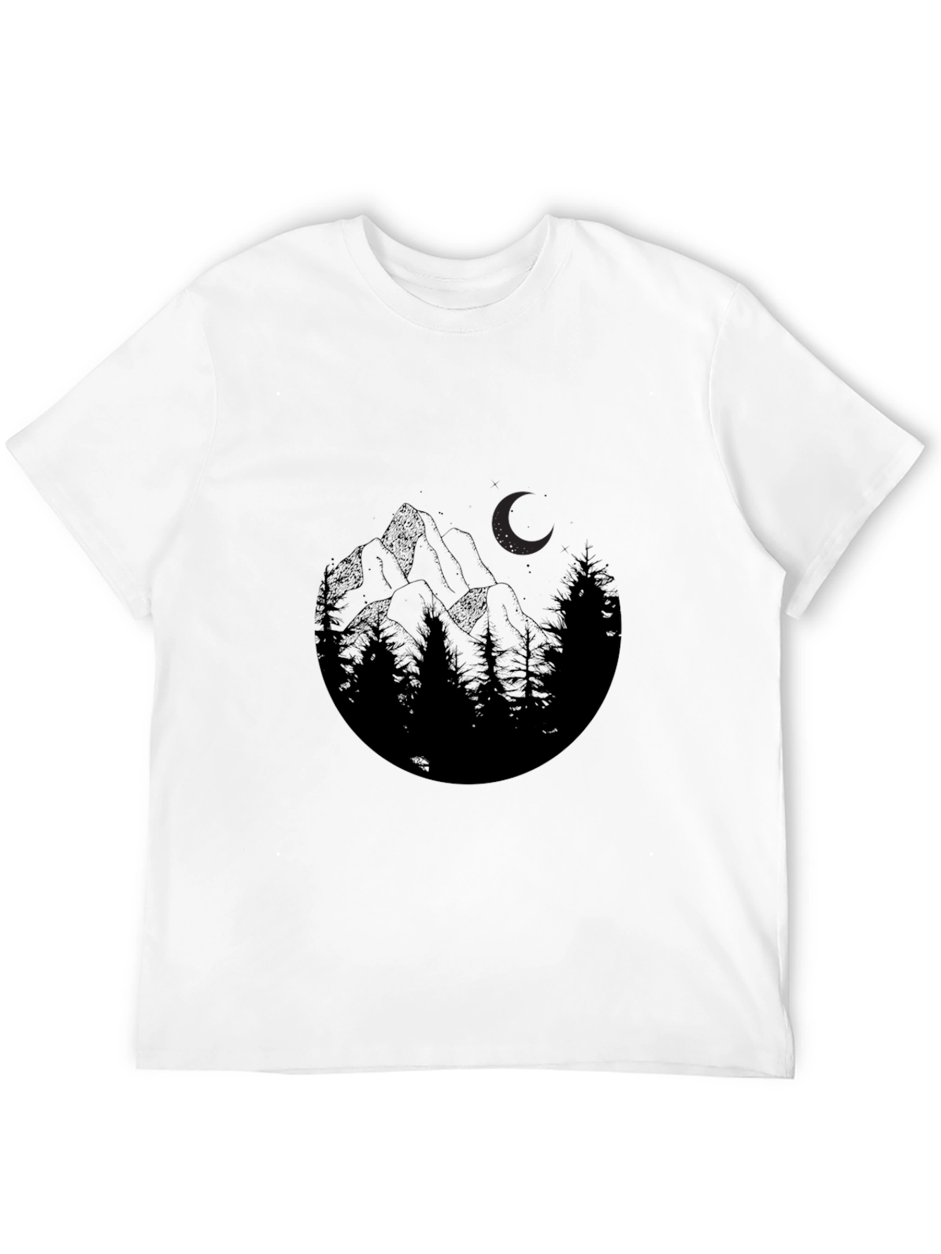 Mountain Moon Graphic Tee - Black Cotton Blend