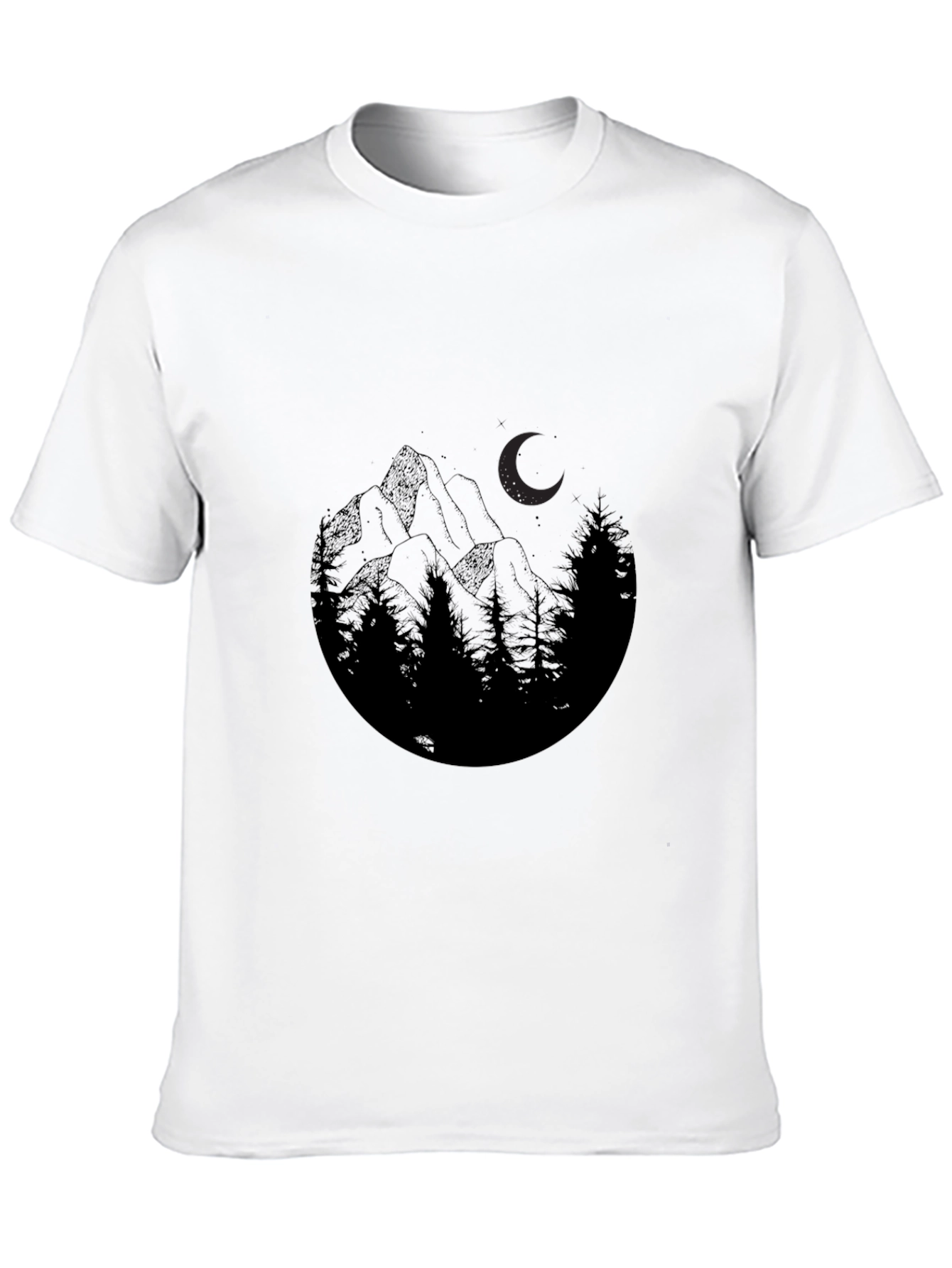 Mountain Moon Graphic Tee - Black Cotton Blend