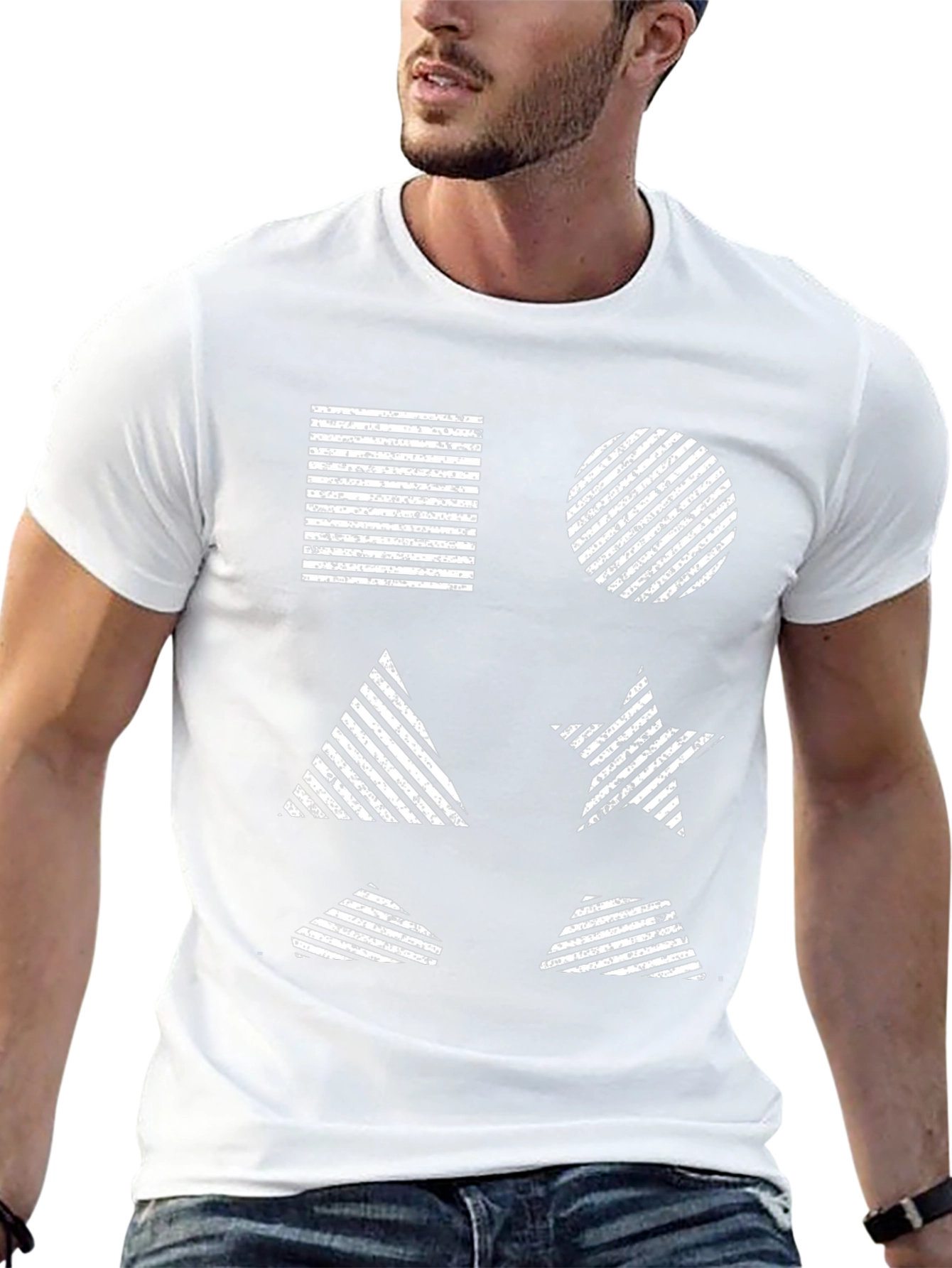 Geometric Patterned Black T-Shirt