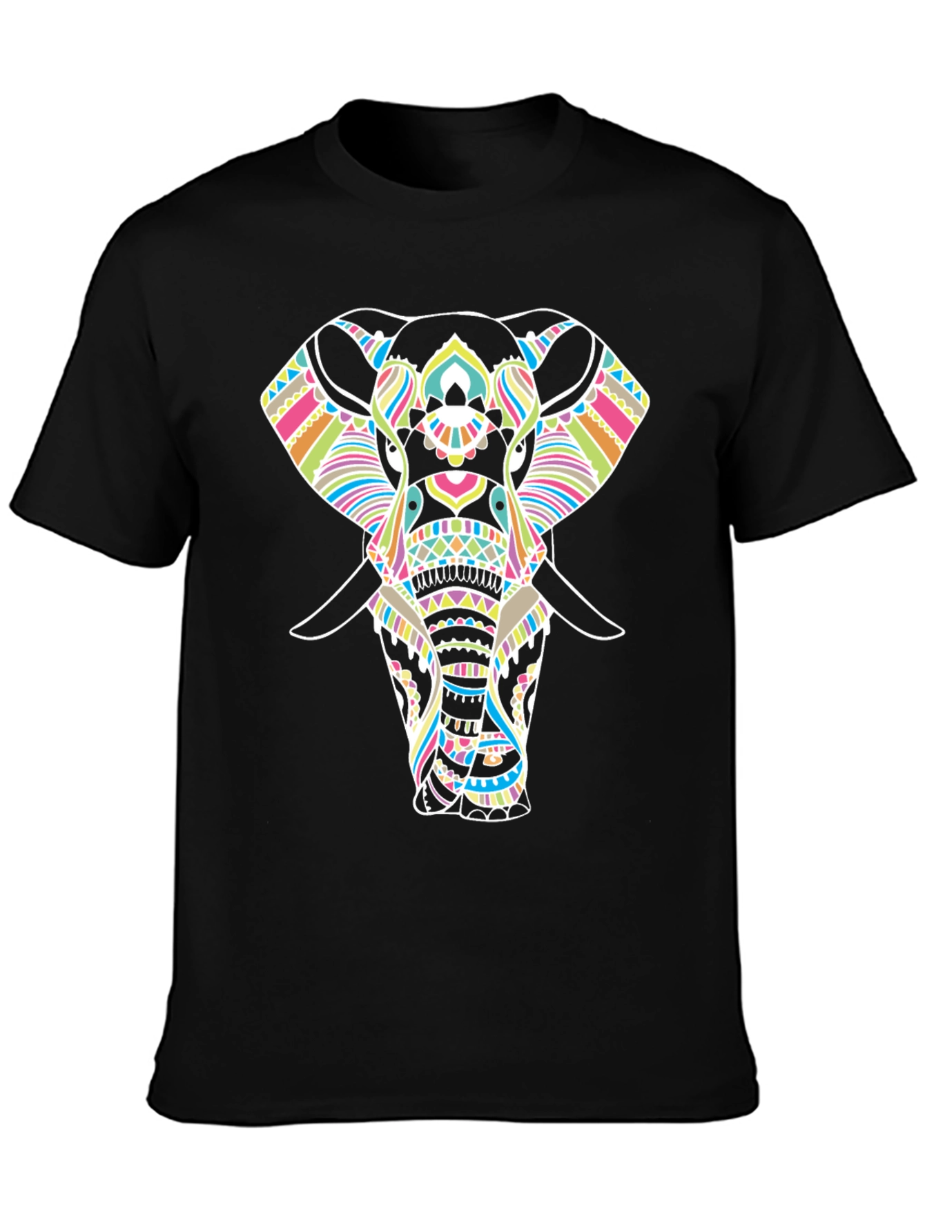 Elephant Graphic Print Black T-Shirt