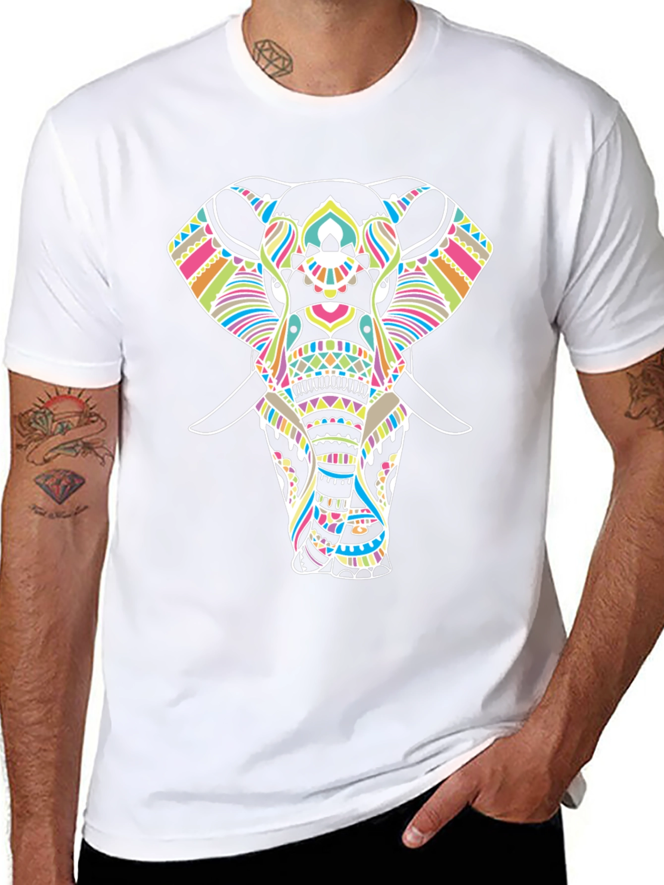 Elephant Graphic Print Black T-Shirt
