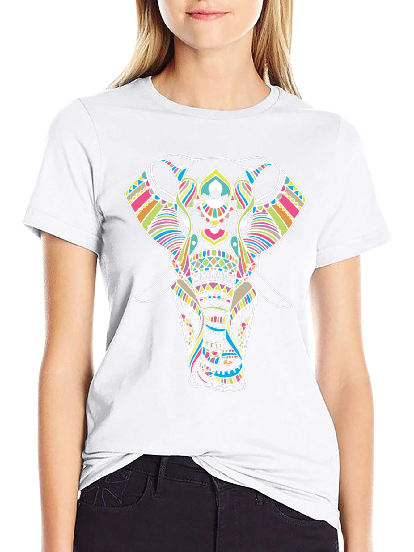 Elephant Graphic Print Black T-Shirt