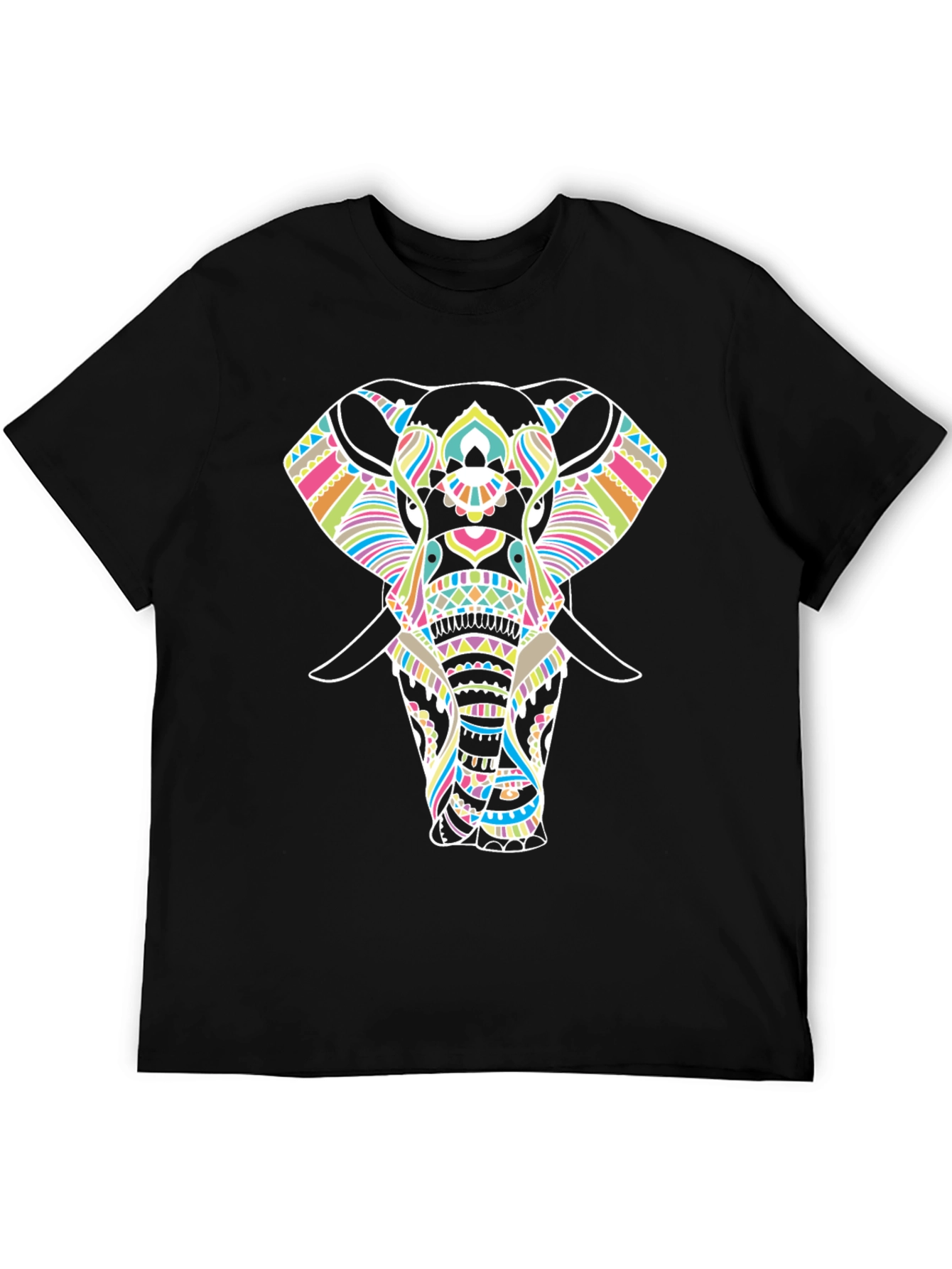 Elephant Graphic Print Black T-Shirt