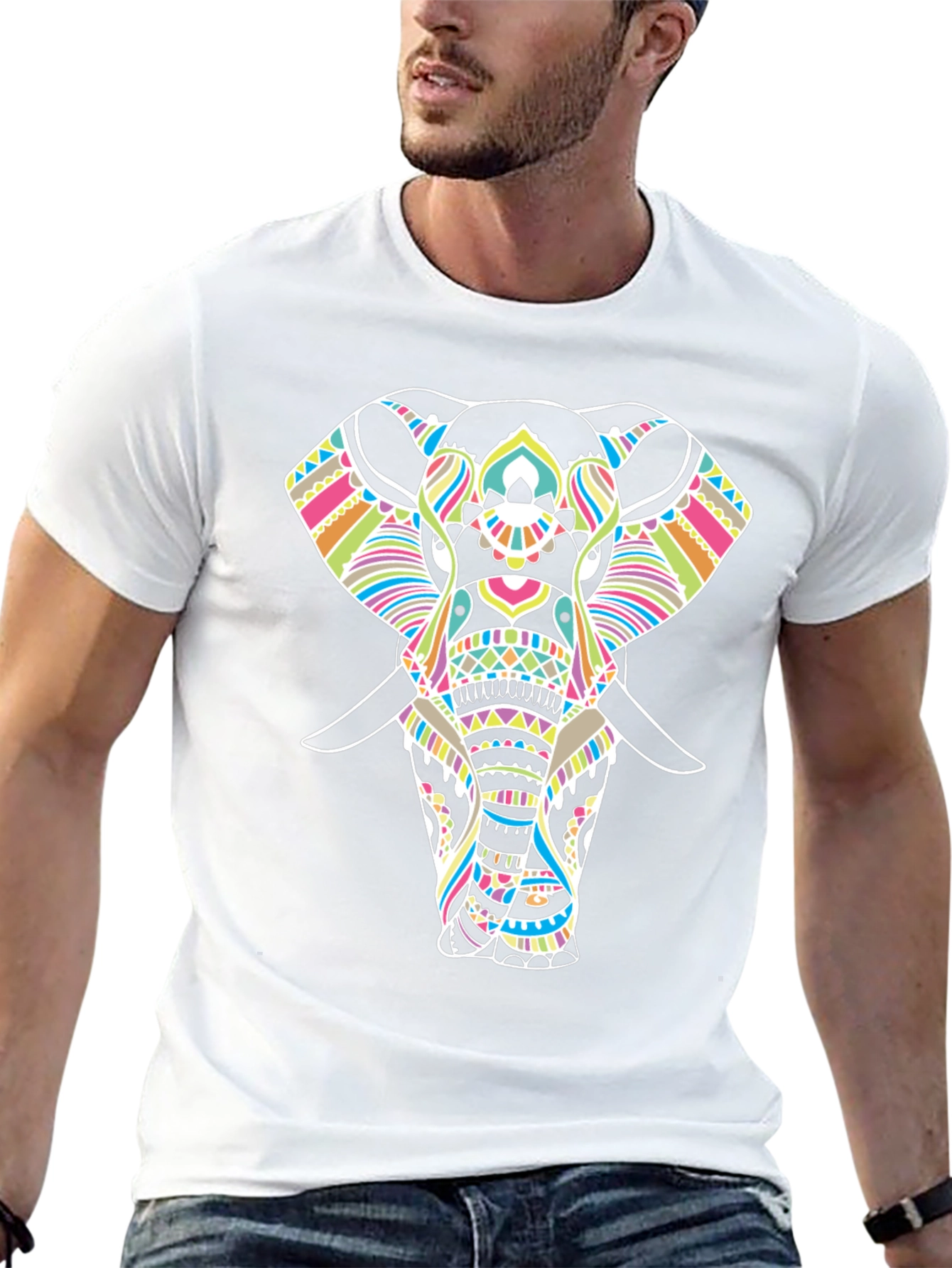 Elephant Graphic Print Black T-Shirt
