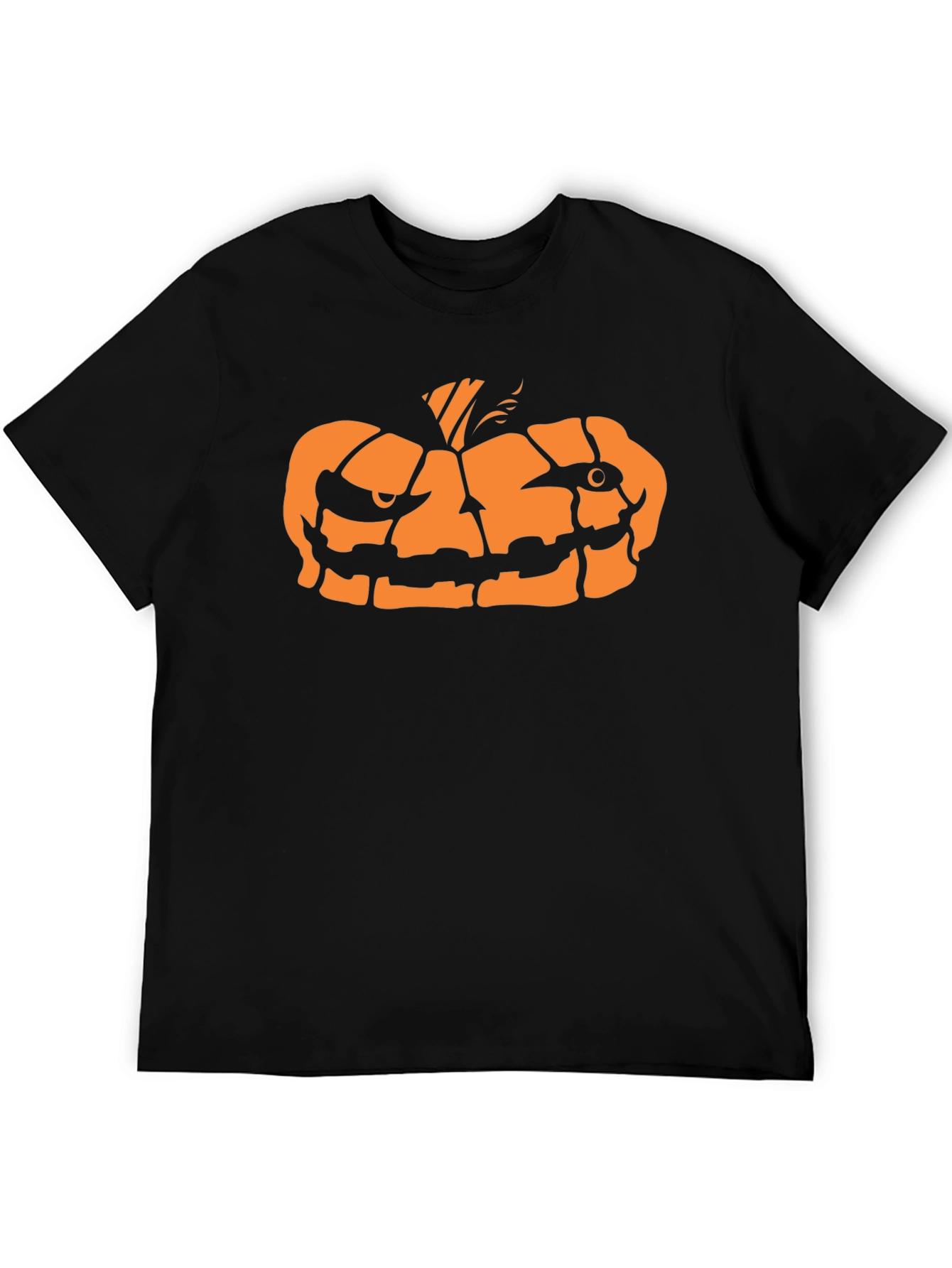 Halloween Pumpkin Face Graphic Tee - Black