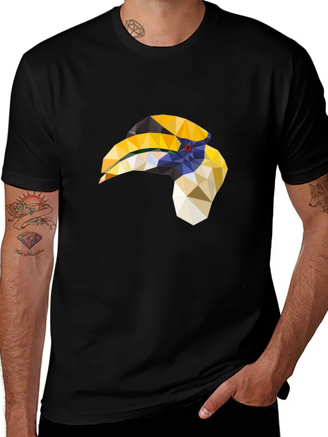 Geometric Hornbill T-Shirt - Black