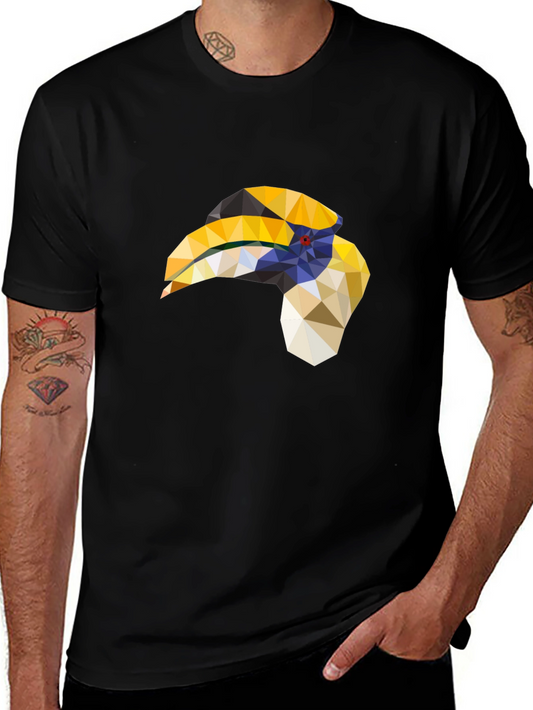 Geometric Hornbill T-Shirt - Black