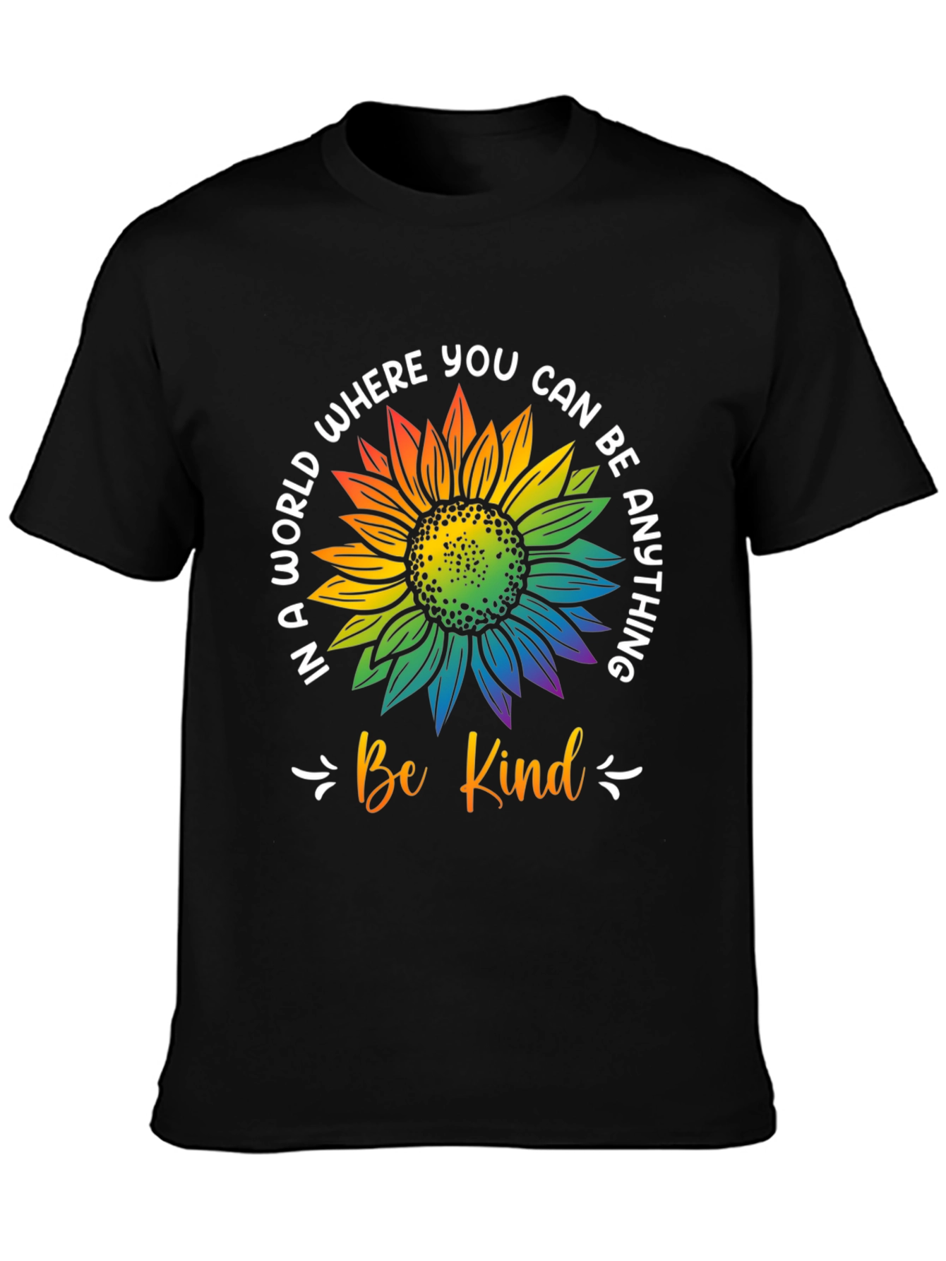 Be Kind Rainbow Sunflower Graphic T-Shirt