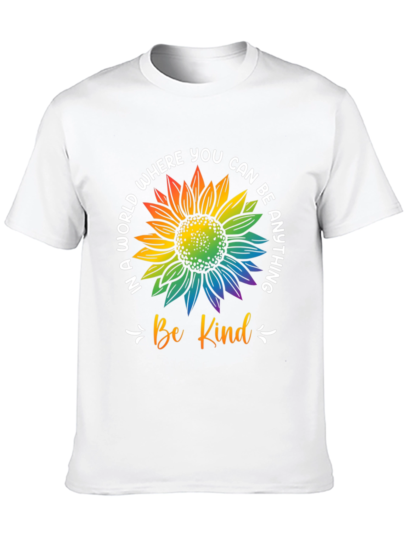 Be Kind Rainbow Sunflower Graphic T-Shirt