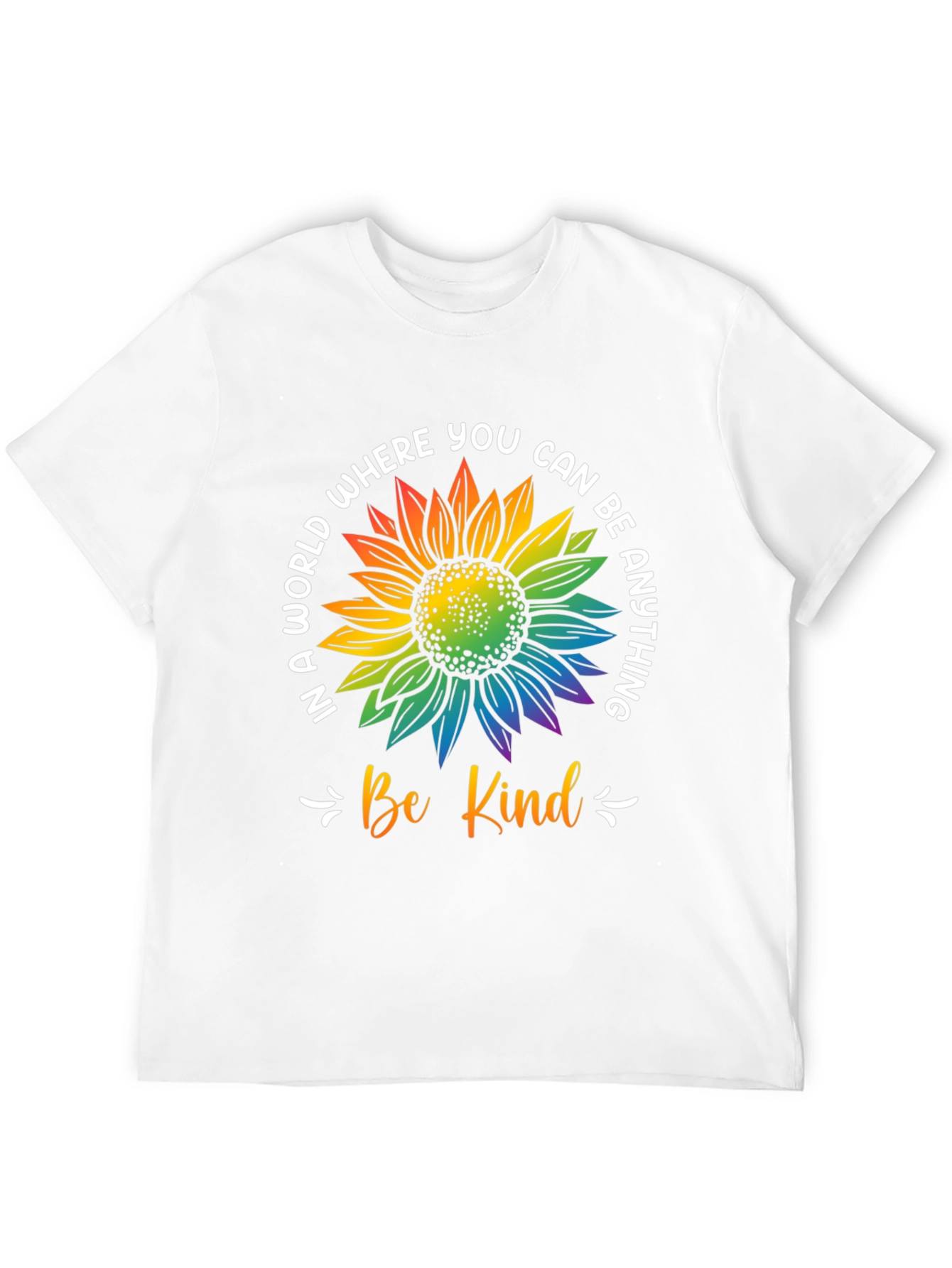 Be Kind Rainbow Sunflower Graphic T-Shirt