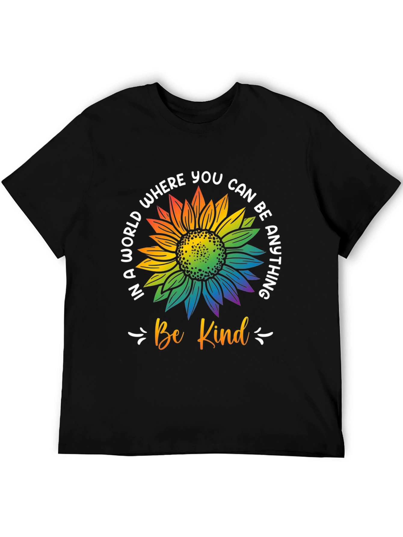 Be Kind Rainbow Sunflower Graphic T-Shirt