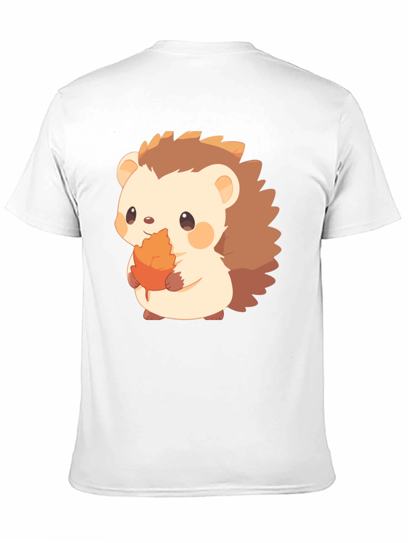 Cute Hedgehog Holding Leaf Graphic T-Shirt