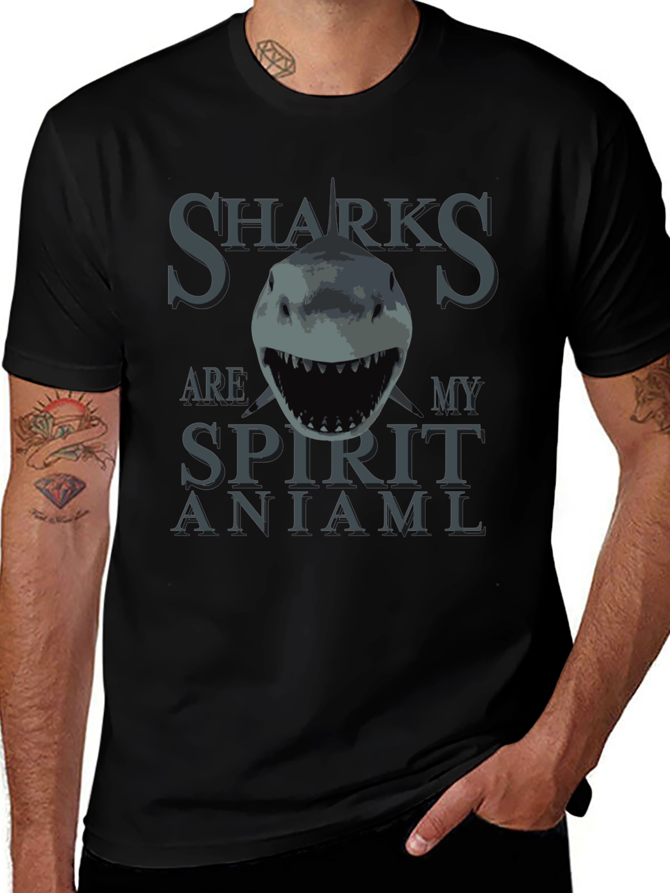 Sharks Are My Spirit Animal T-Shirt - Black