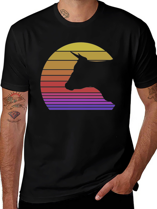 Retro Sunset Cow T-Shirt - Vintage Style Graphic Tee