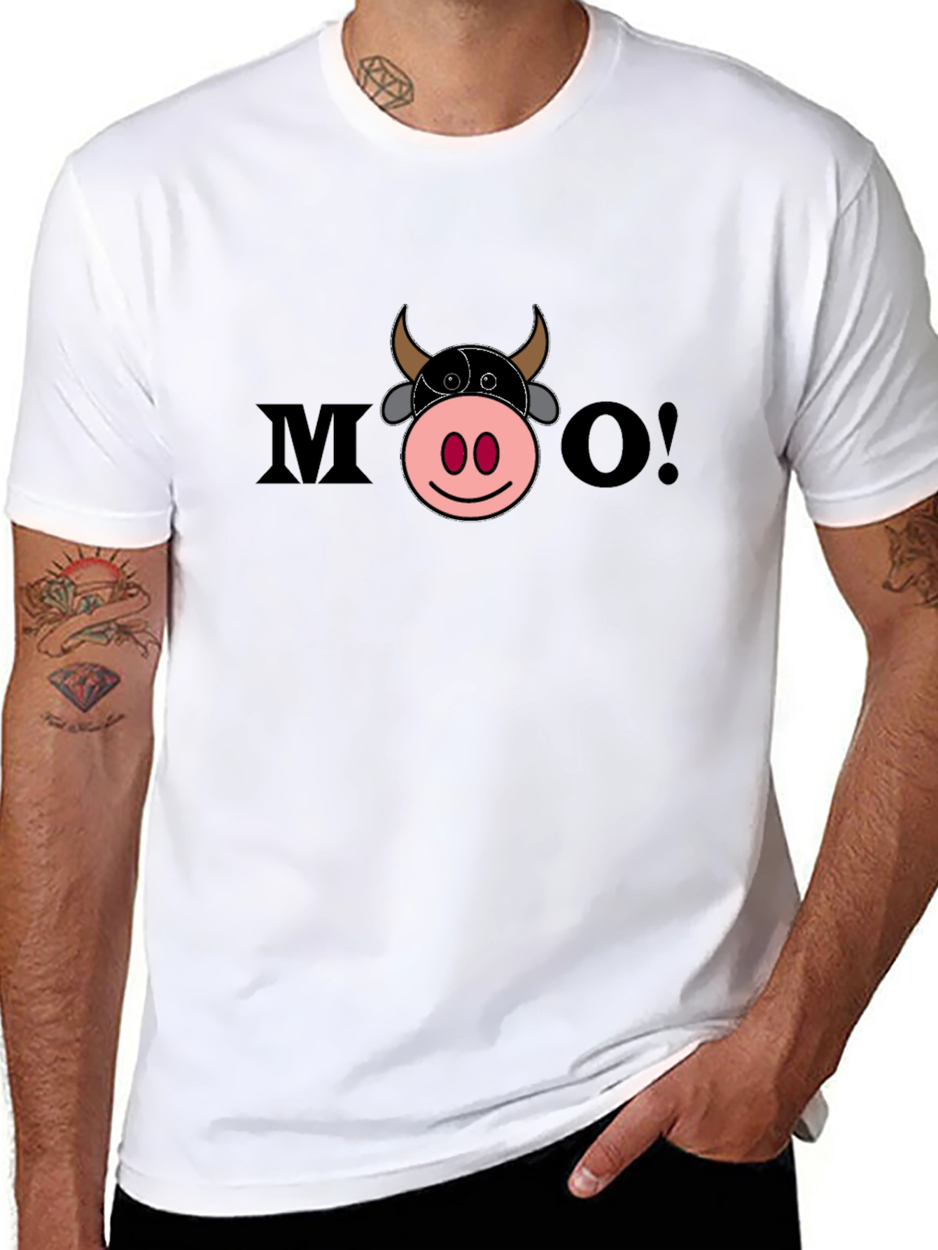 Moo Graphic Tee - Black Unisex Cotton T-Shirt