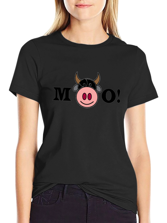 Moo Graphic Tee - Black Unisex Cotton T-Shirt
