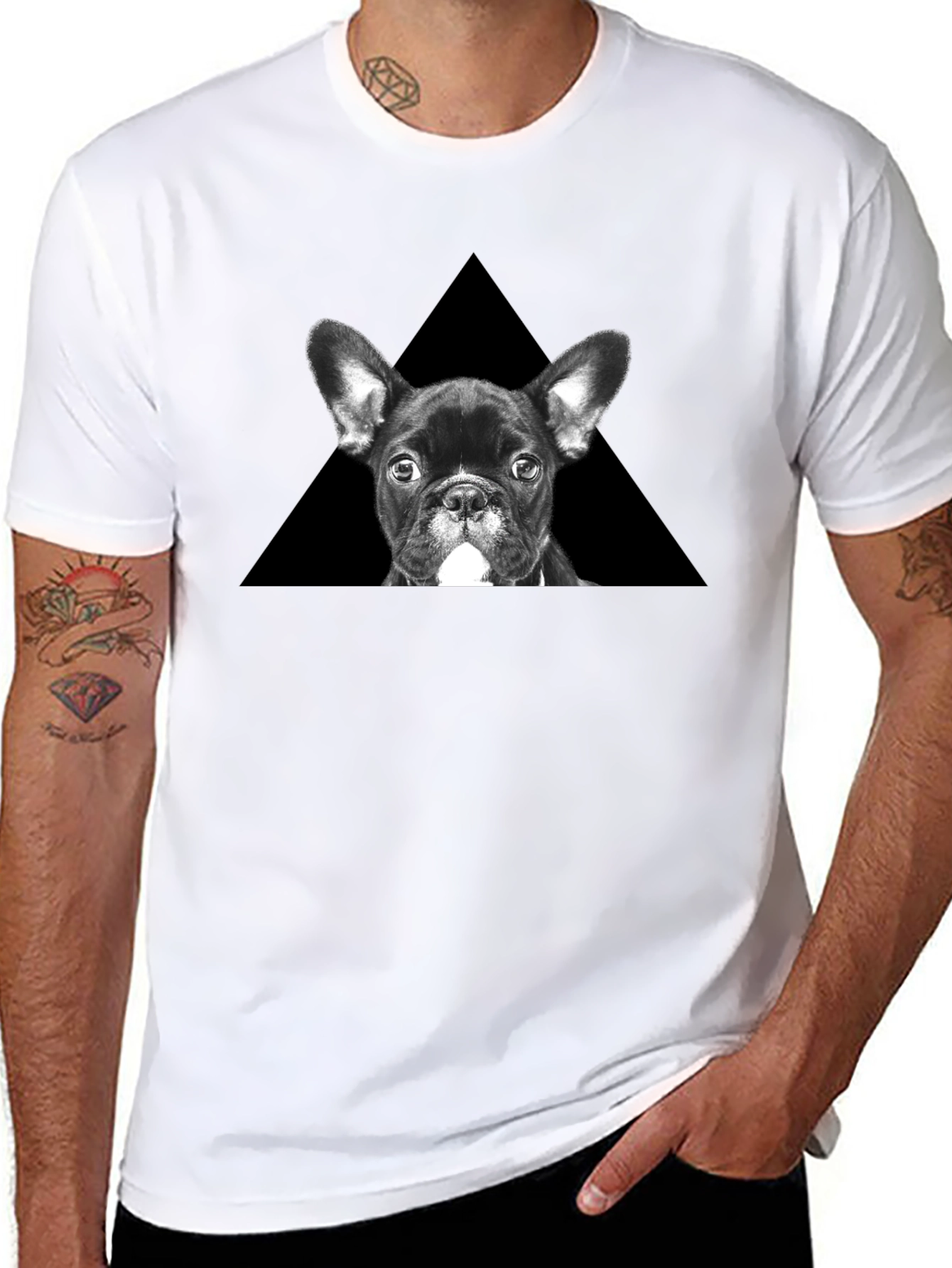 French Bulldog Triangle Graphic T-Shirt