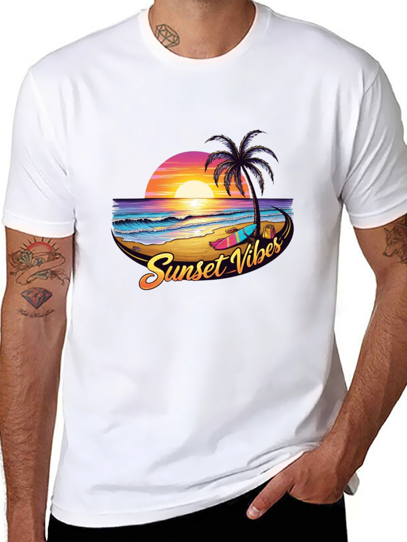 Sunset Vibes Graphic Tee - Black