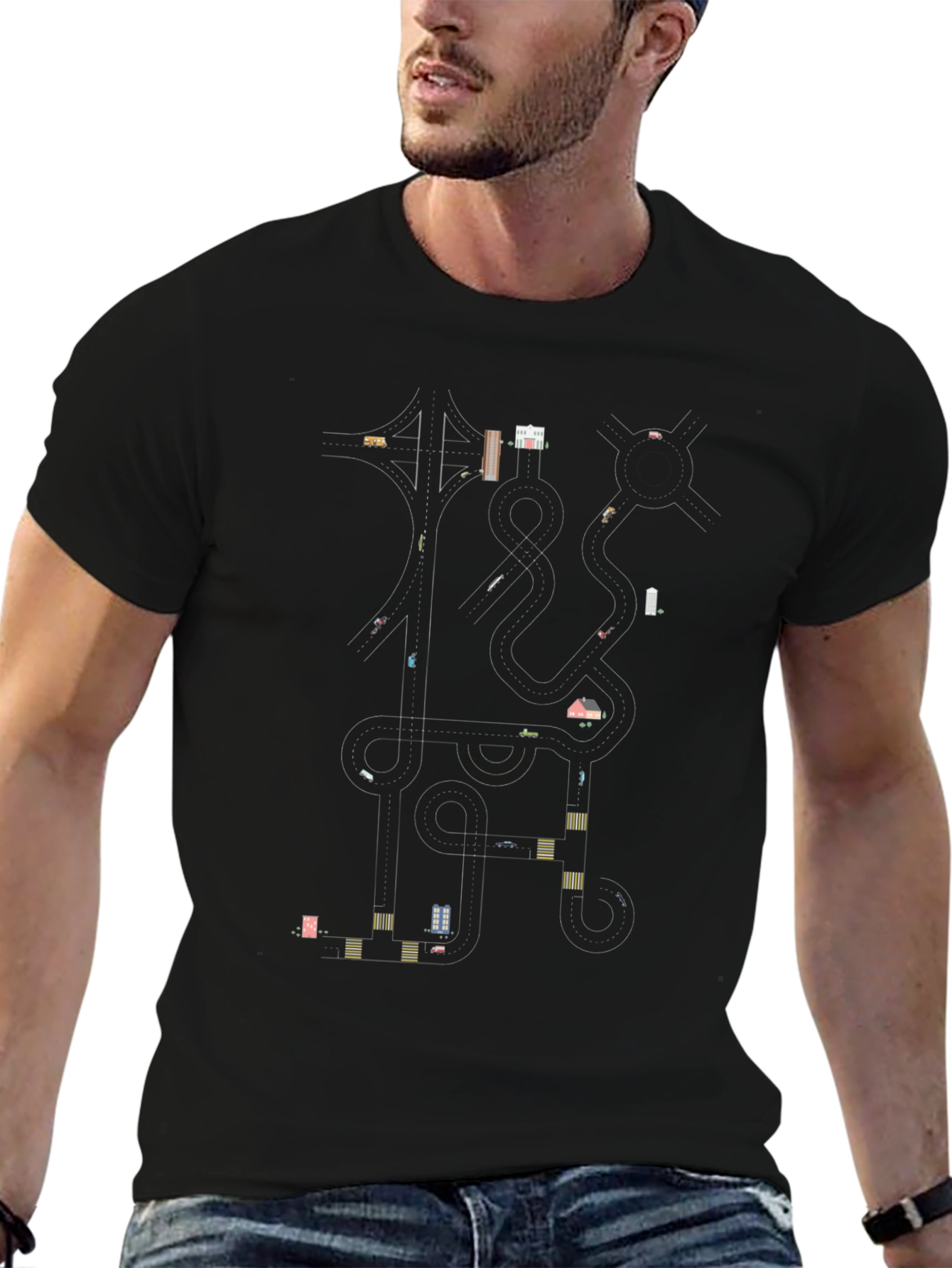 Urban Road Map Graphic T-Shirt