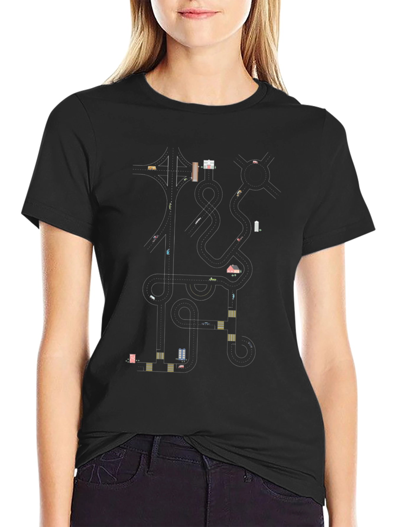 Urban Road Map Graphic T-Shirt