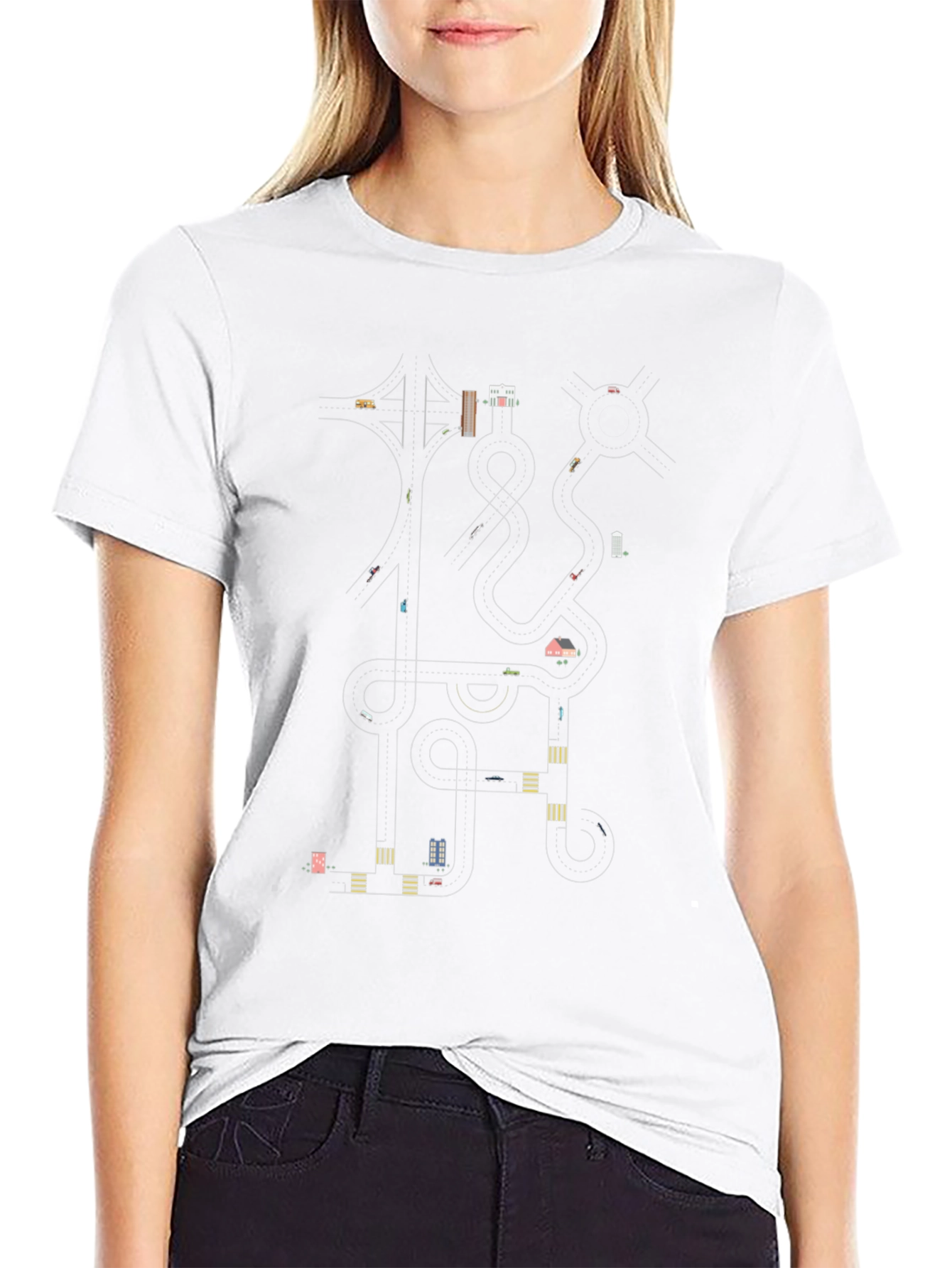 Urban Road Map Graphic T-Shirt