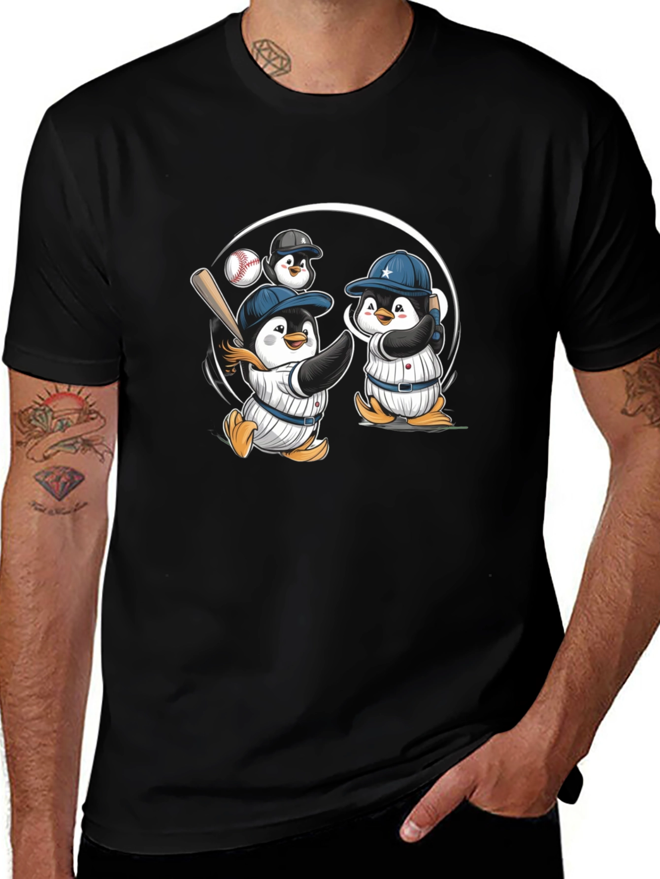 Penguin Baseball T-Shirt - Cute Cartoon Tee