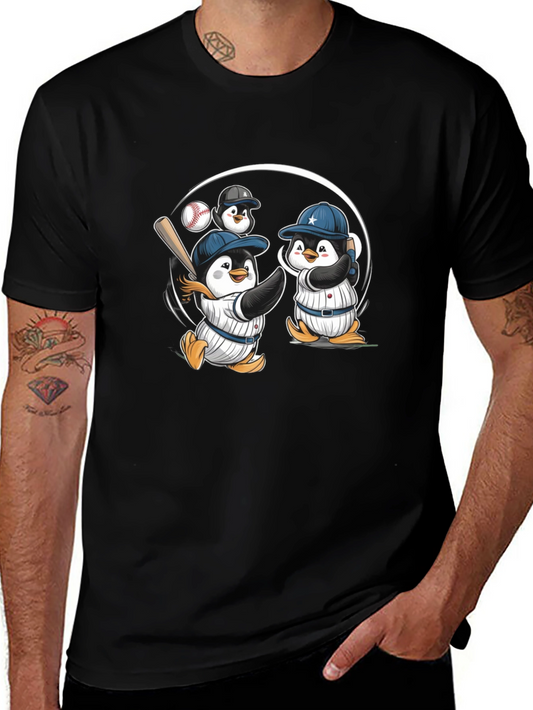 Penguin Baseball T-Shirt - Cute Cartoon Tee