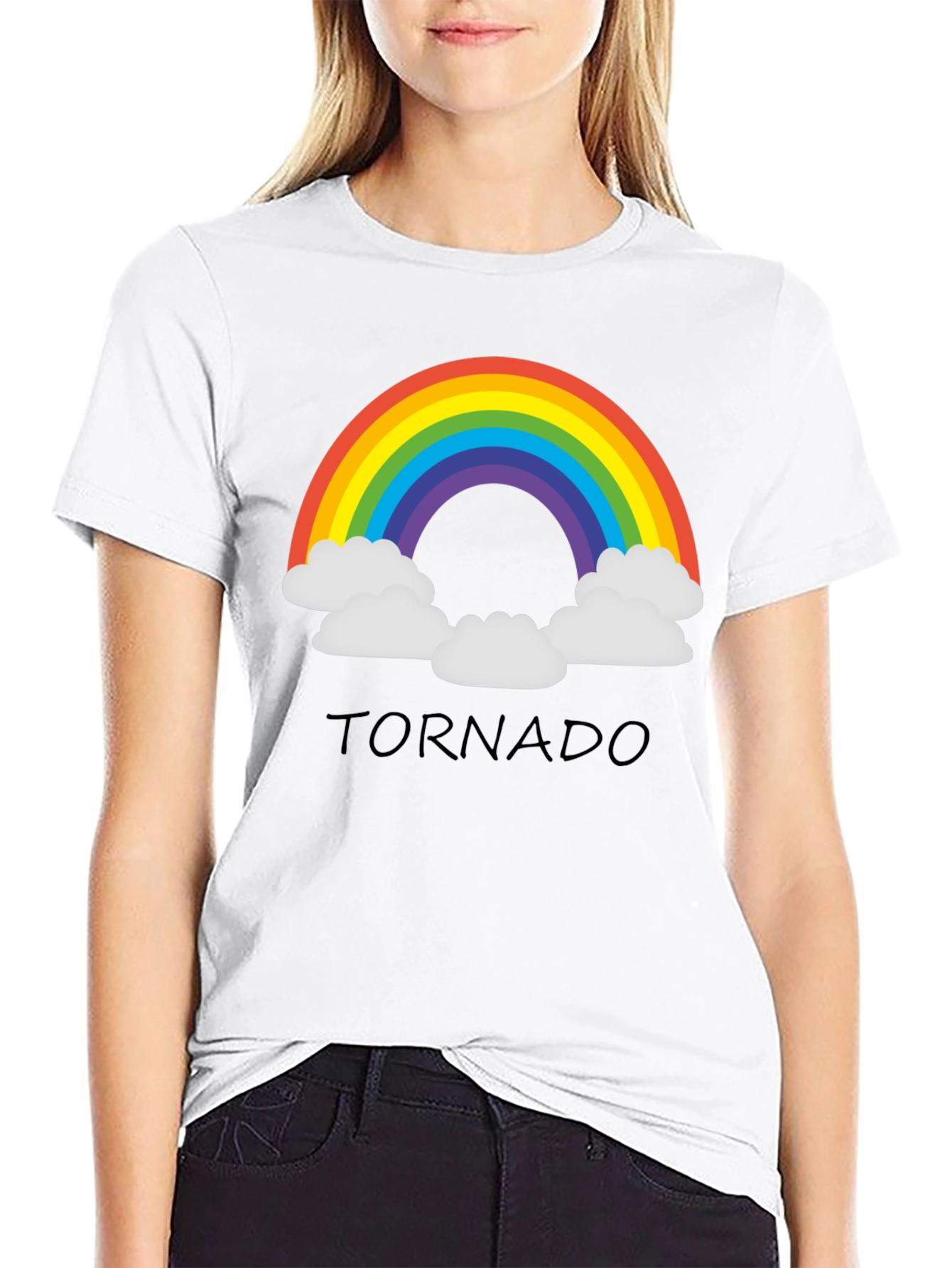 Rainbow Tornado Black T-Shirt
