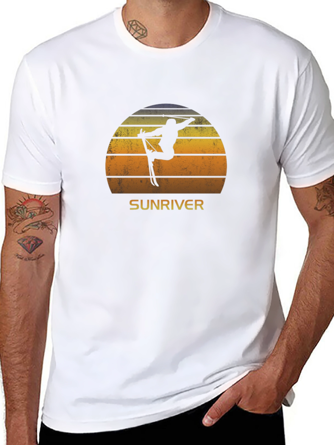 Sunriver Skiing Sunset T-Shirt - Retro Style