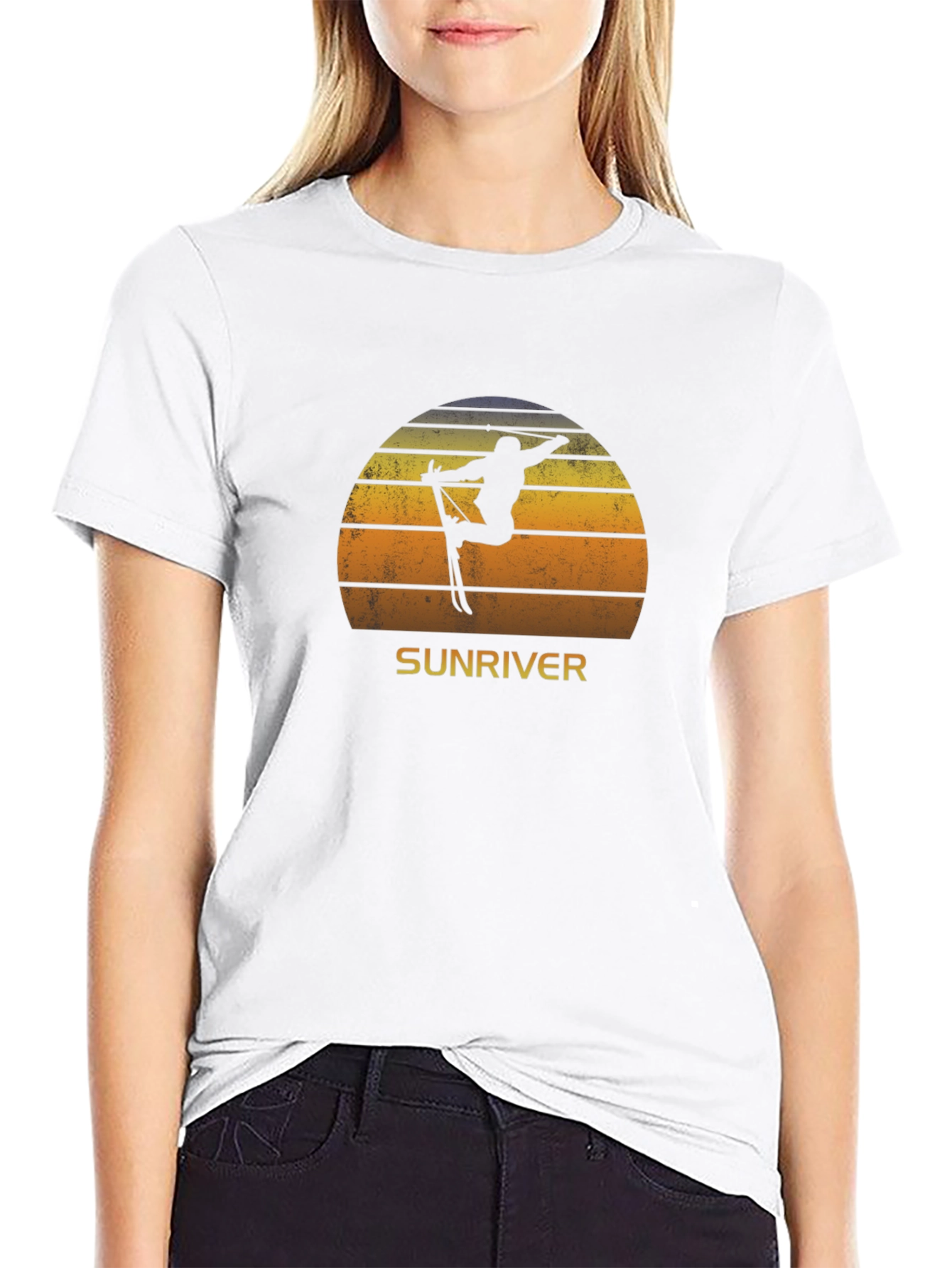 Sunriver Skiing Sunset T-Shirt - Retro Style