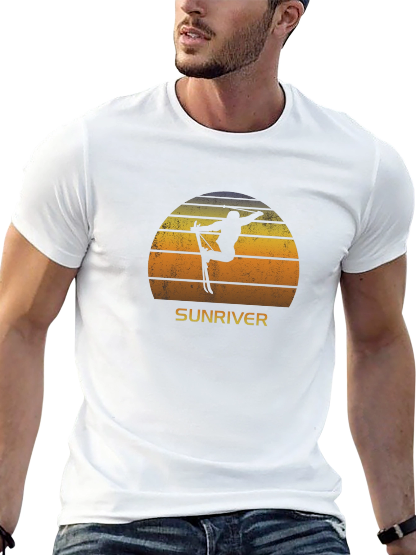 Sunriver Skiing Sunset T-Shirt - Retro Style