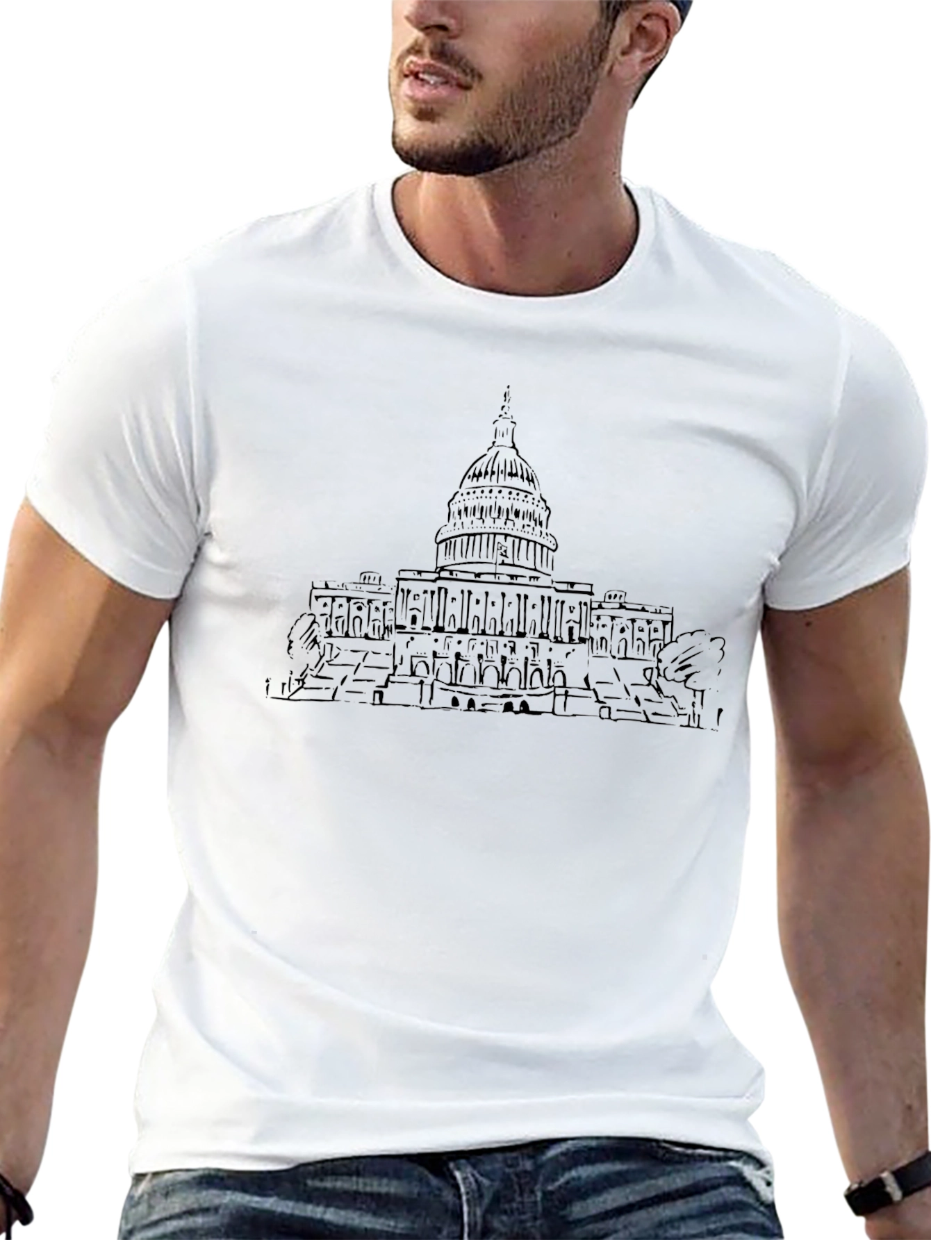Capitol Building Outline Graphic Tee - Black