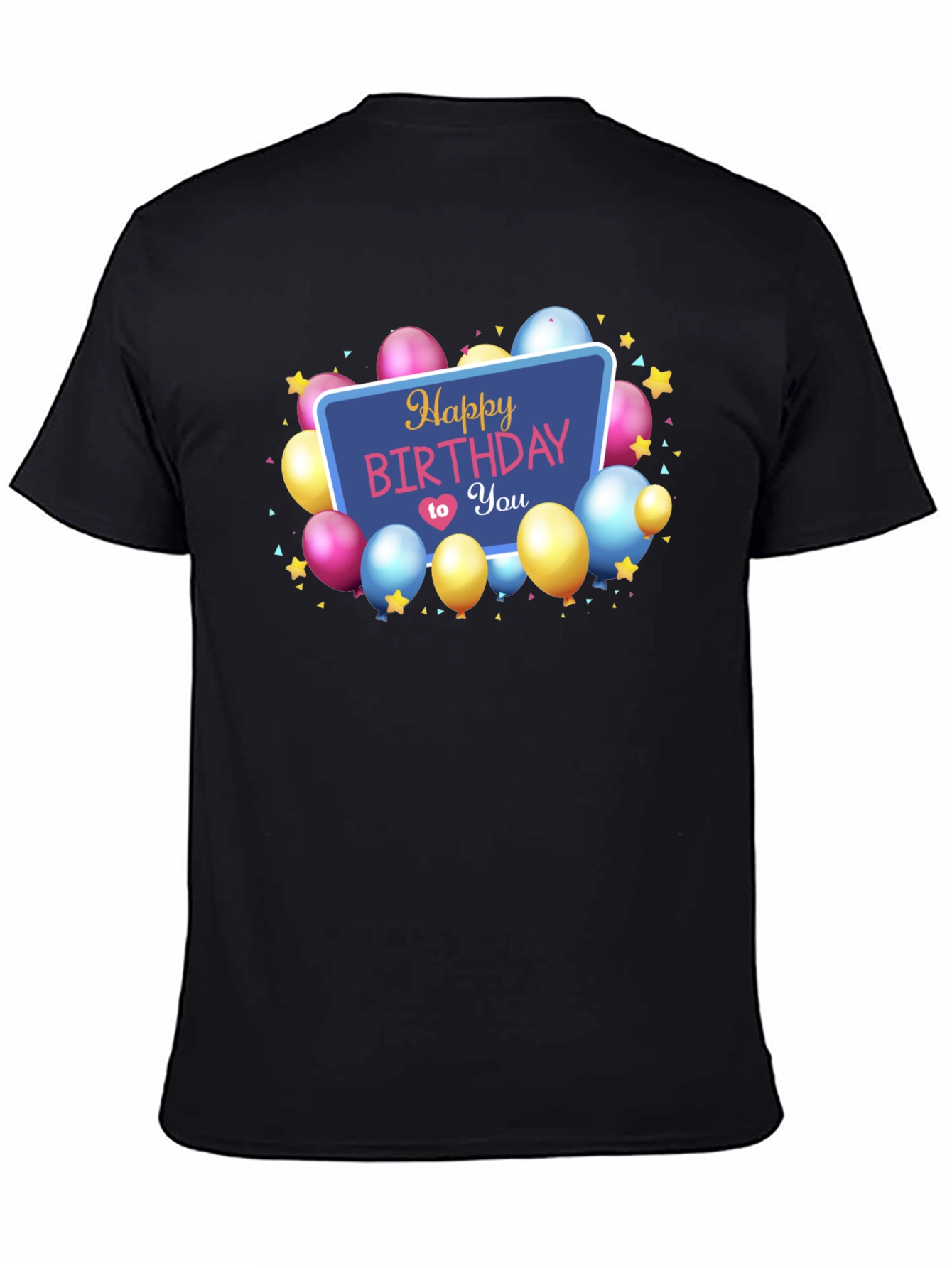 Happy Birthday T-Shirt Black Cotton Mens