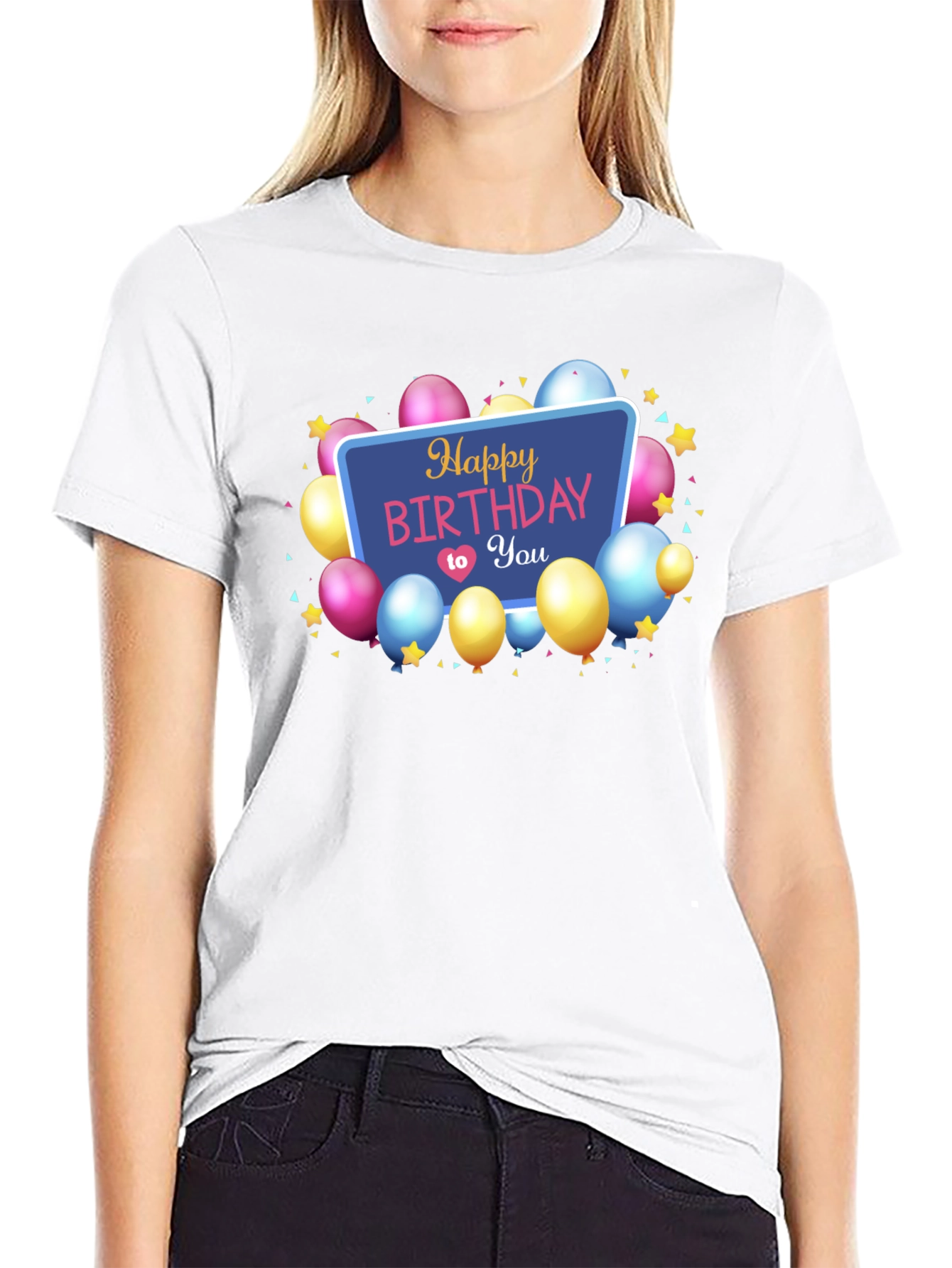 Happy Birthday T-Shirt Black Cotton Mens