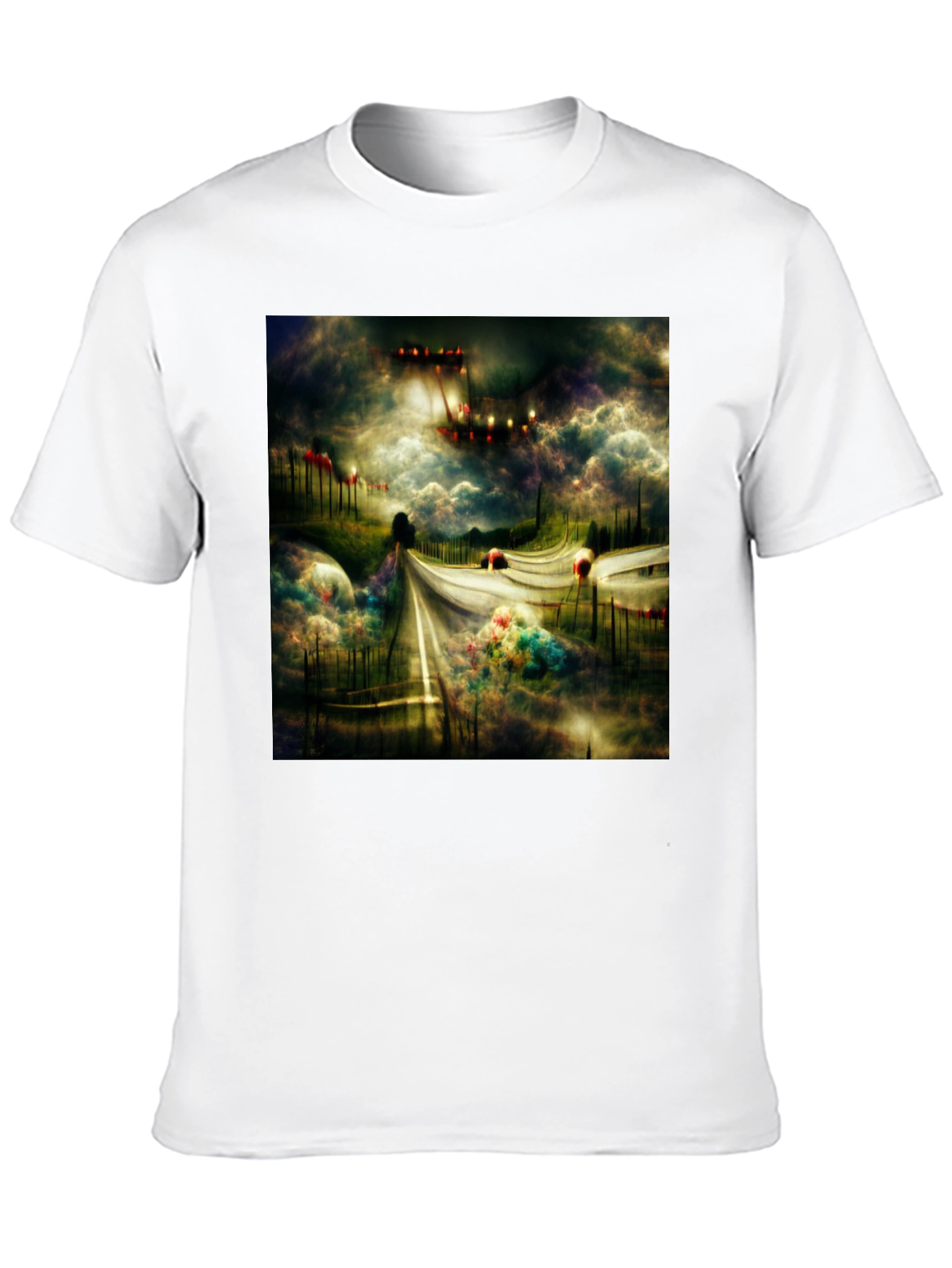 Surreal Road Black Tee - Abstract Art T-Shirt