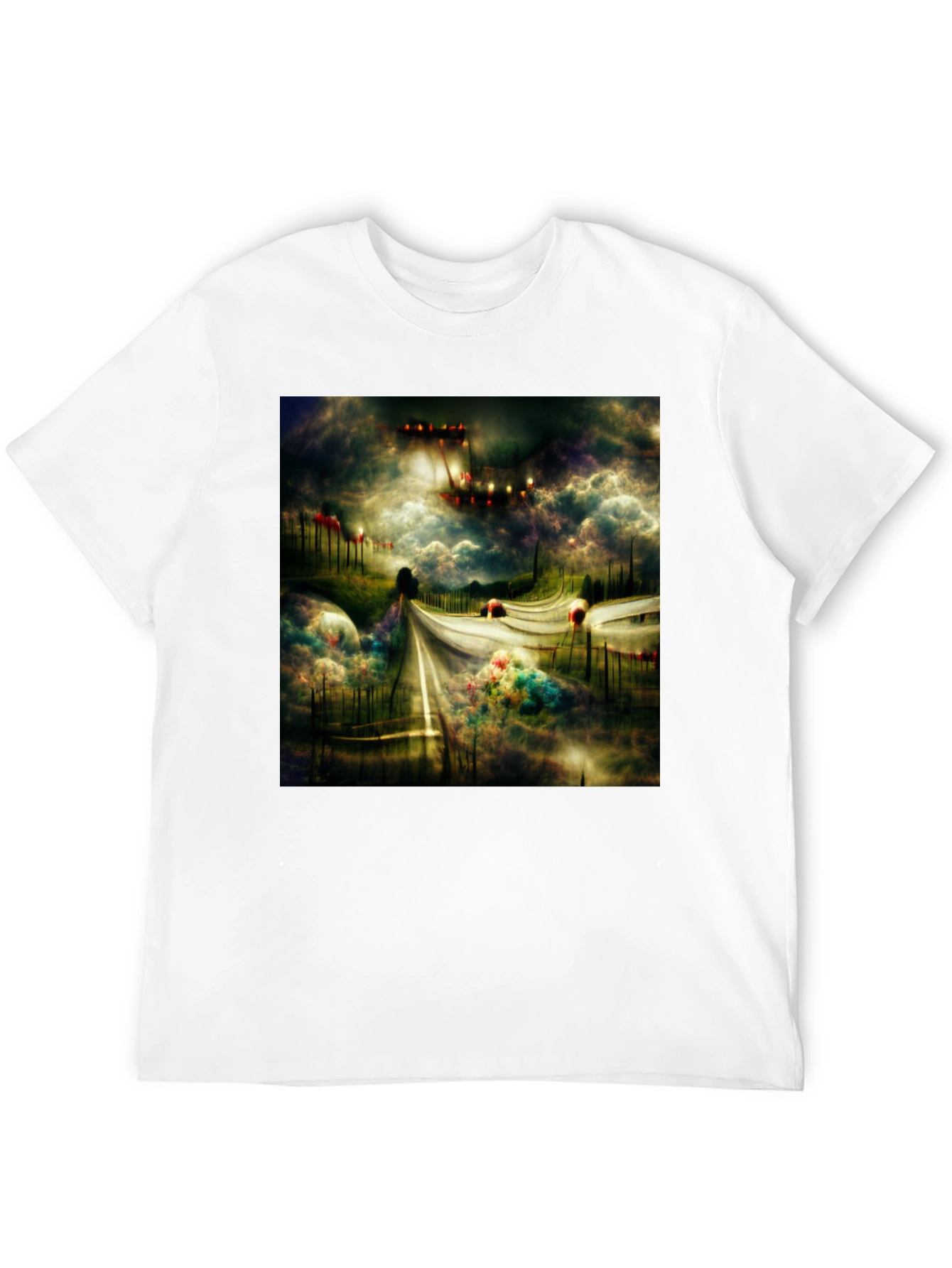 Surreal Road Black Tee - Abstract Art T-Shirt