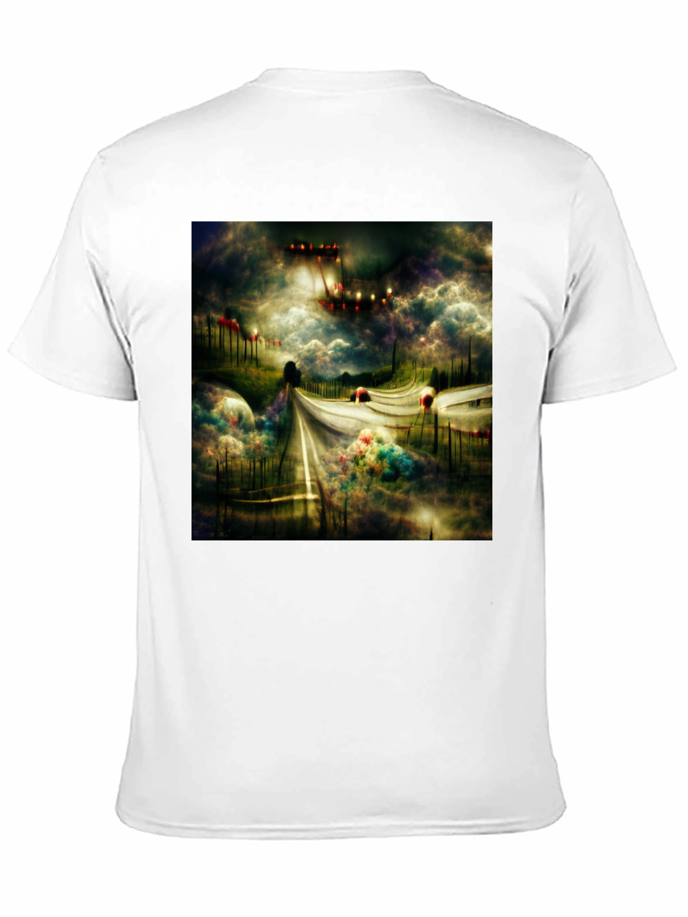Surreal Road Black Tee - Abstract Art T-Shirt