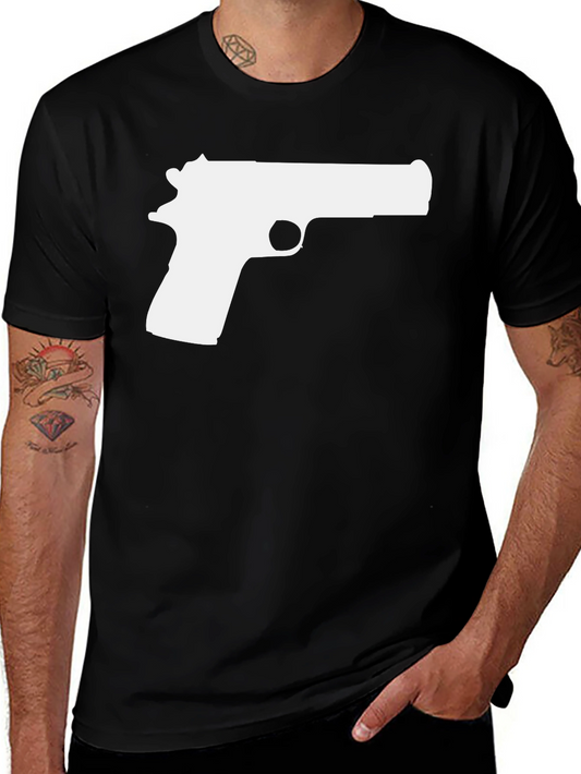 Pistol Graphic Tee - Black Cotton T-Shirt
