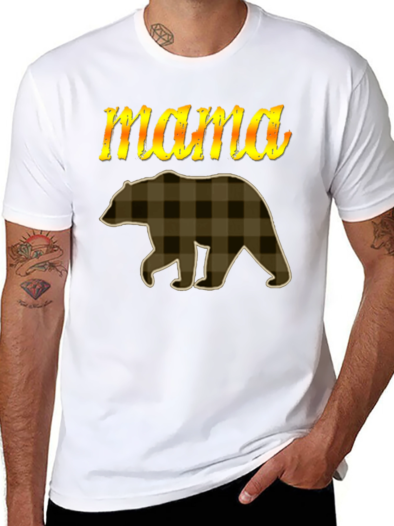 Mama Bear Plaid Graphic T-Shirt