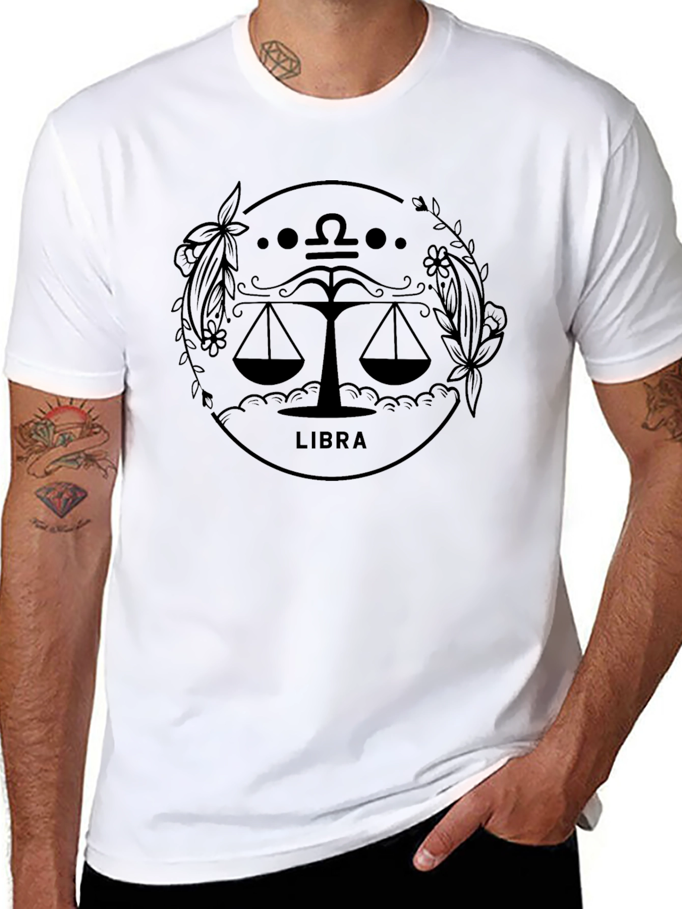 Libra Zodiac Sign Black T-Shirt